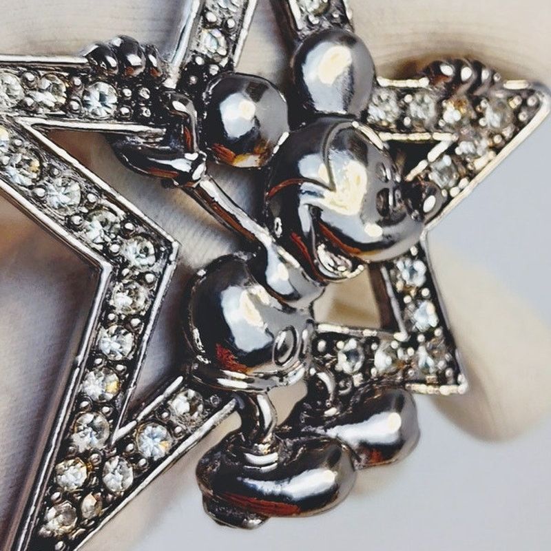 Disney Disney Mickey Mouse Star Brooch Silver White Rhinestones Size ONE SIZE - 3 Thumbnail