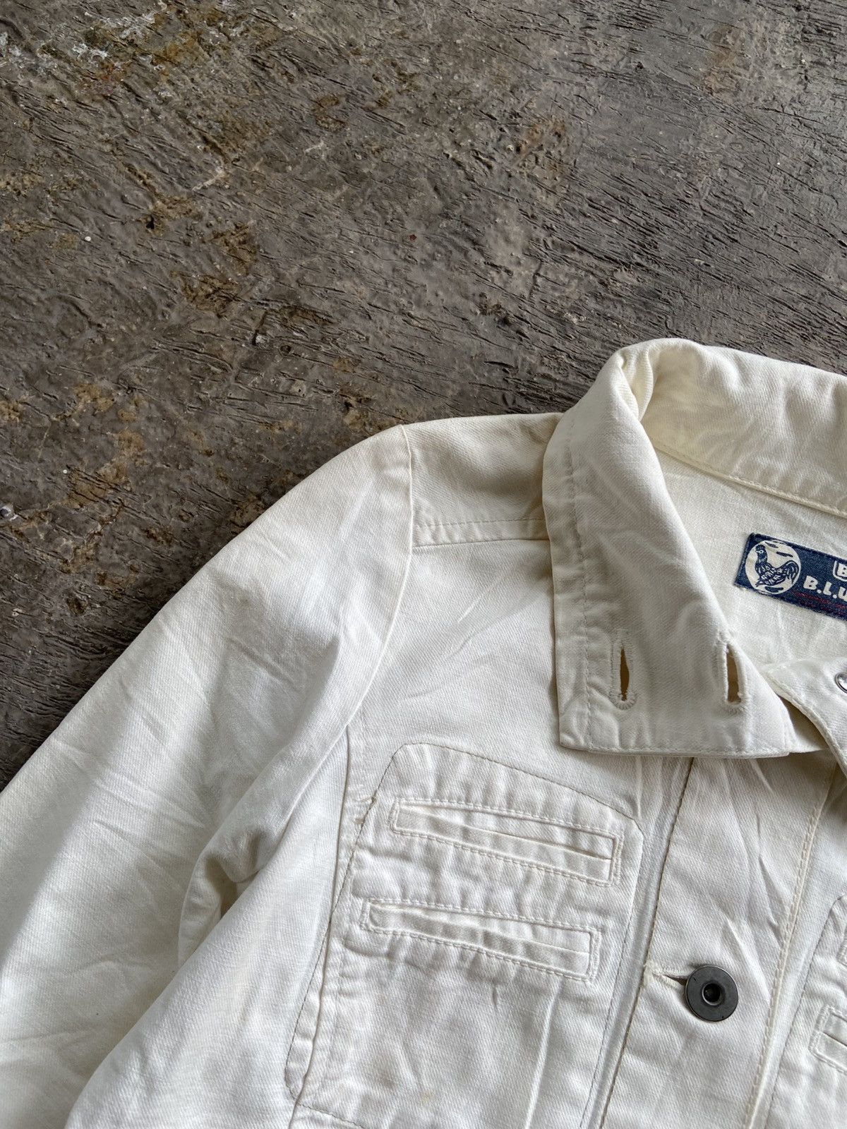 Blue Blue Japan 1990s Blue Blue Japan - Mud Wash Broken White Trucker Jacket Size M / US 6-8 / IT 42-44 - 7 Thumbnail