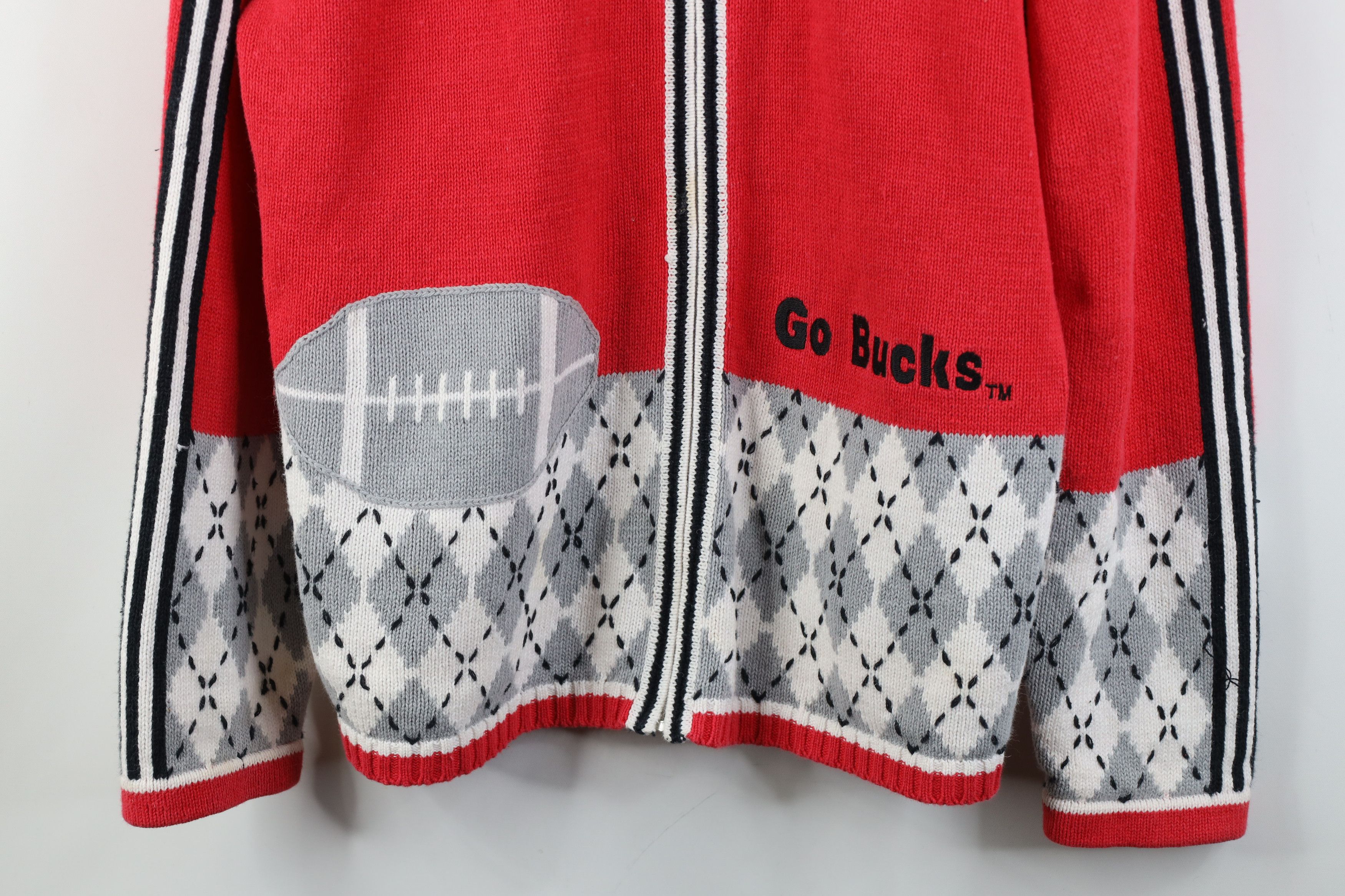 Vintage Vintage 90s Ohio State University Football Full Zip Sweater Size L / US 10 / IT 46 - 3 Thumbnail