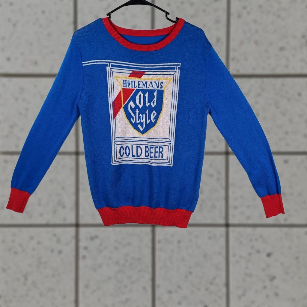Vintage VINTAGE Heilemans Old Style Cold Beer Sweater Blue Red Knit Merino Wool Blend Unisex S/M Size US S / EU 44-46 / 1 - 1 Thumbnail