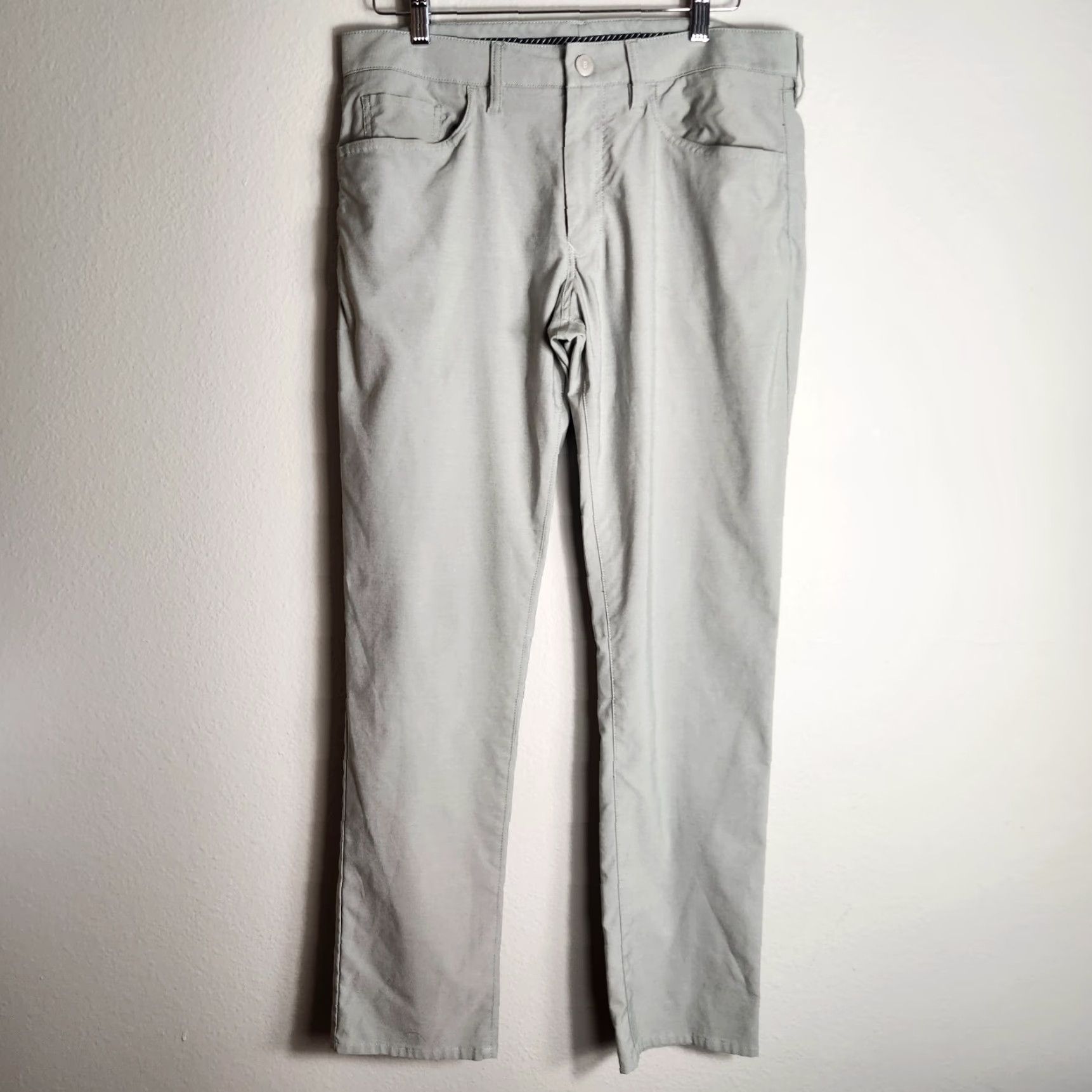 Bonobos VINTAGE Bonobos Mens Lightweight Slim 5-Pocket Golf Pants in Heather Green-Size 33/32 Size US 33 - 2 Thumbnail