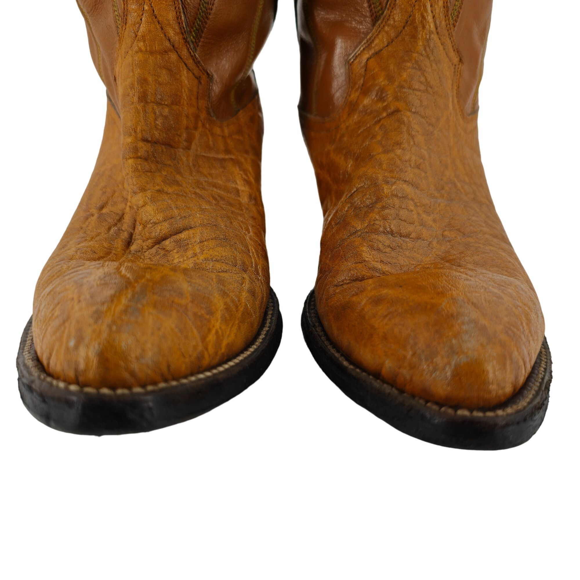 Other Vintage Exotic Hide Mens 6.5D Orange - Brown Leather Boots Size US 6.5 / EU 39-40 - 3 Thumbnail