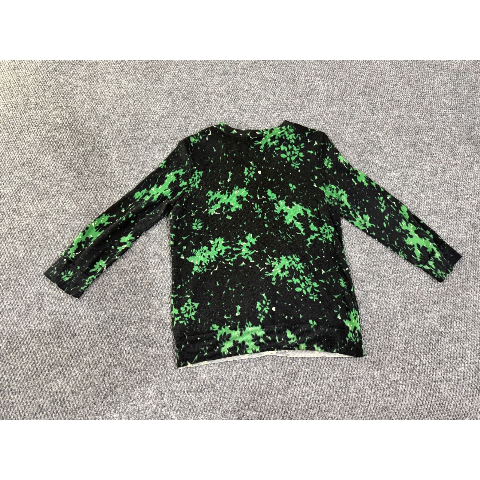 Talbots Talbots cardigan Womens Medium black green floral button front lightweight Size M / US 6-8 / IT 42-44 - 7 Thumbnail