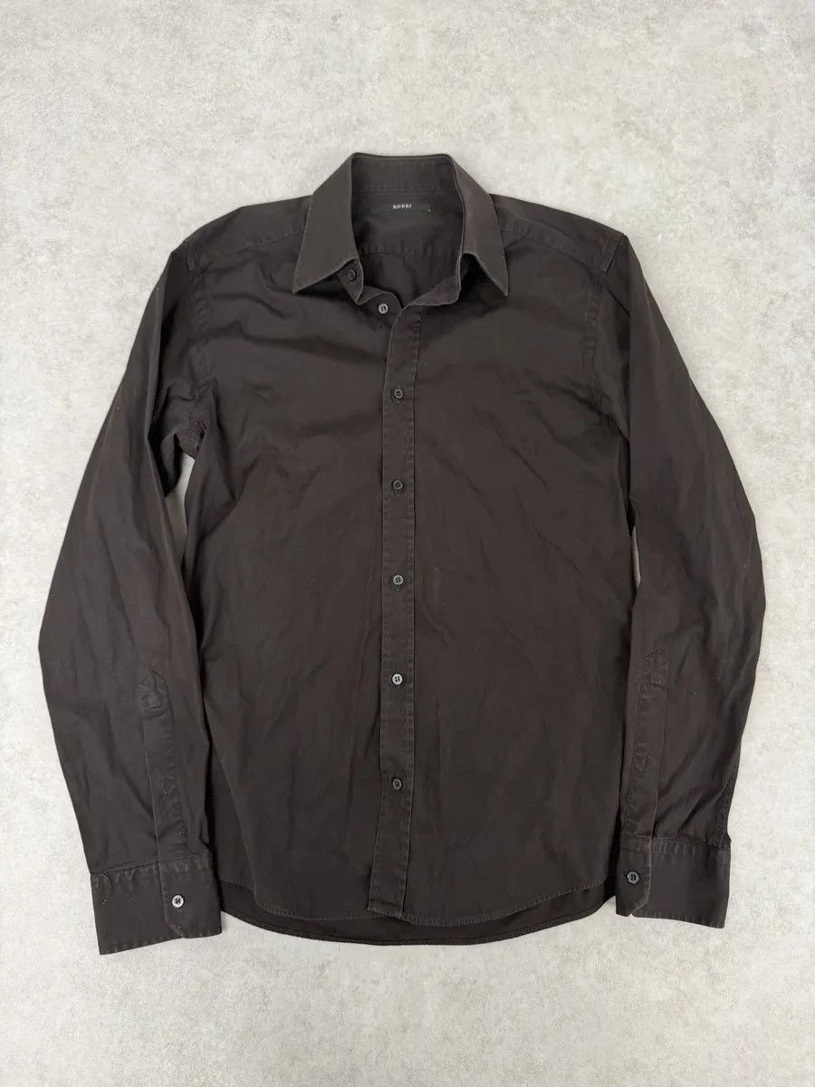 Gucci 2000s Gucci Brown Minimalist Italian Shirt Size US M / EU 48-50 / 2 - 1 Thumbnail