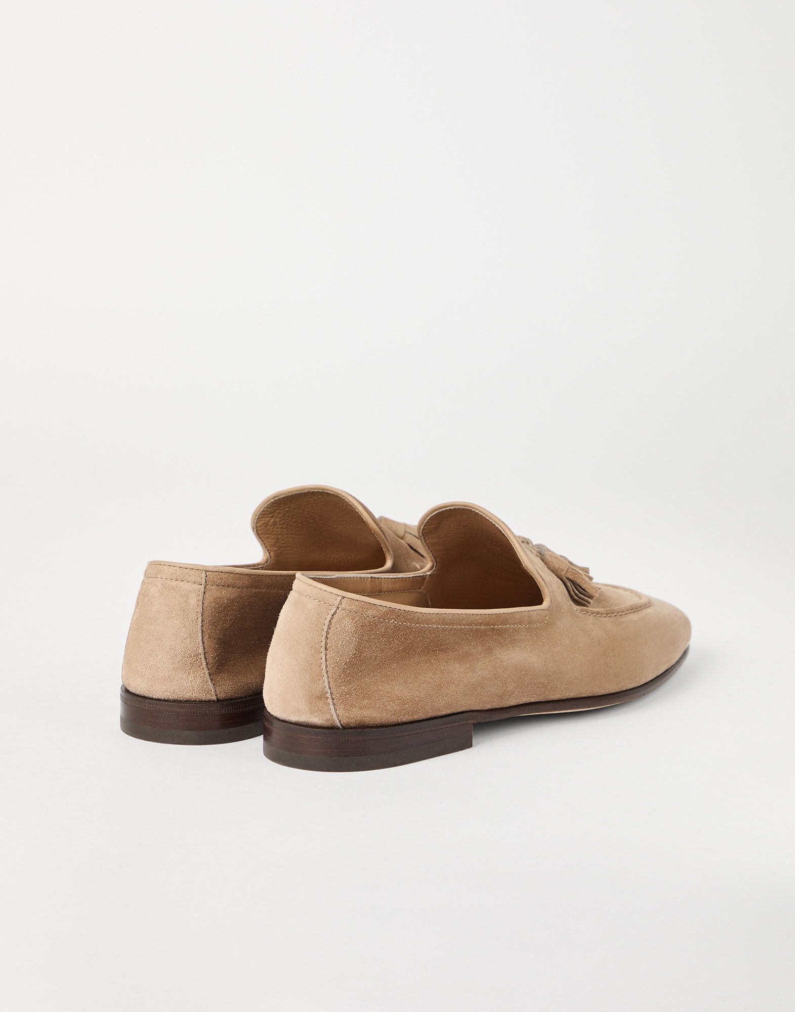 Brunello Cucinelli o1w1db10426 Suede Soft Loafers With Tassels in Light Brown Size US 9.5 / EU 42-43 - 3 Thumbnail