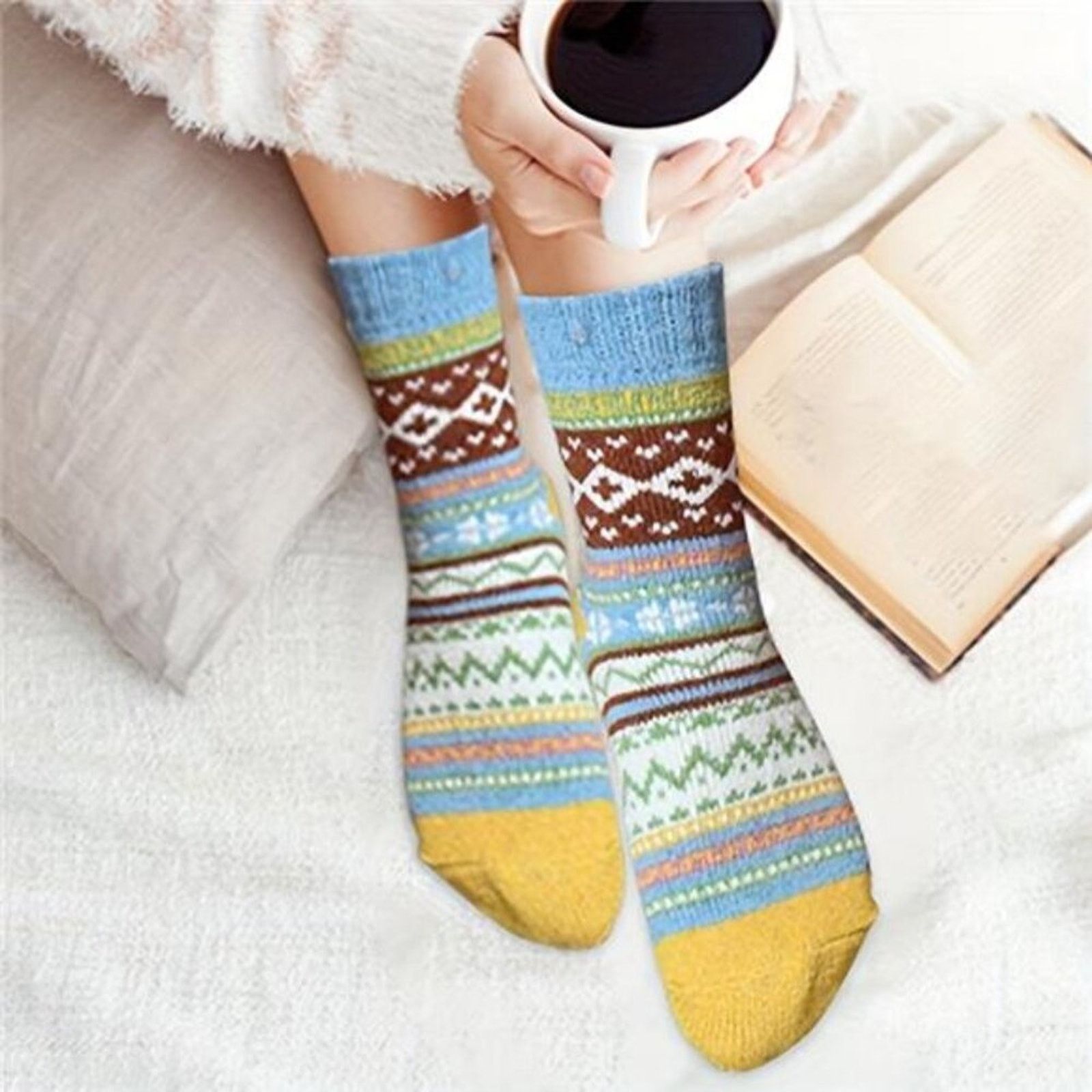 The Unbranded Brand 5 Pairs Of Women's Winter Socks, Thick, Soft, Warm, Knitted Size ONE SIZE - 5 Thumbnail