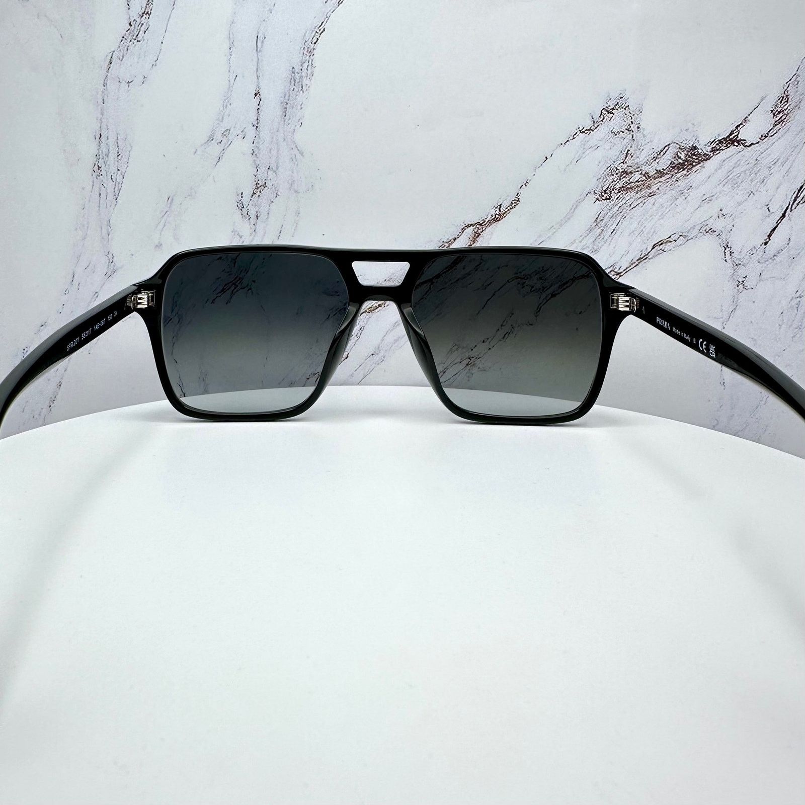 Prada NEW PRADA Sunglasses Black Aviator Pilot Grey Lens Side Logo Size ONE SIZE - 20 Thumbnail