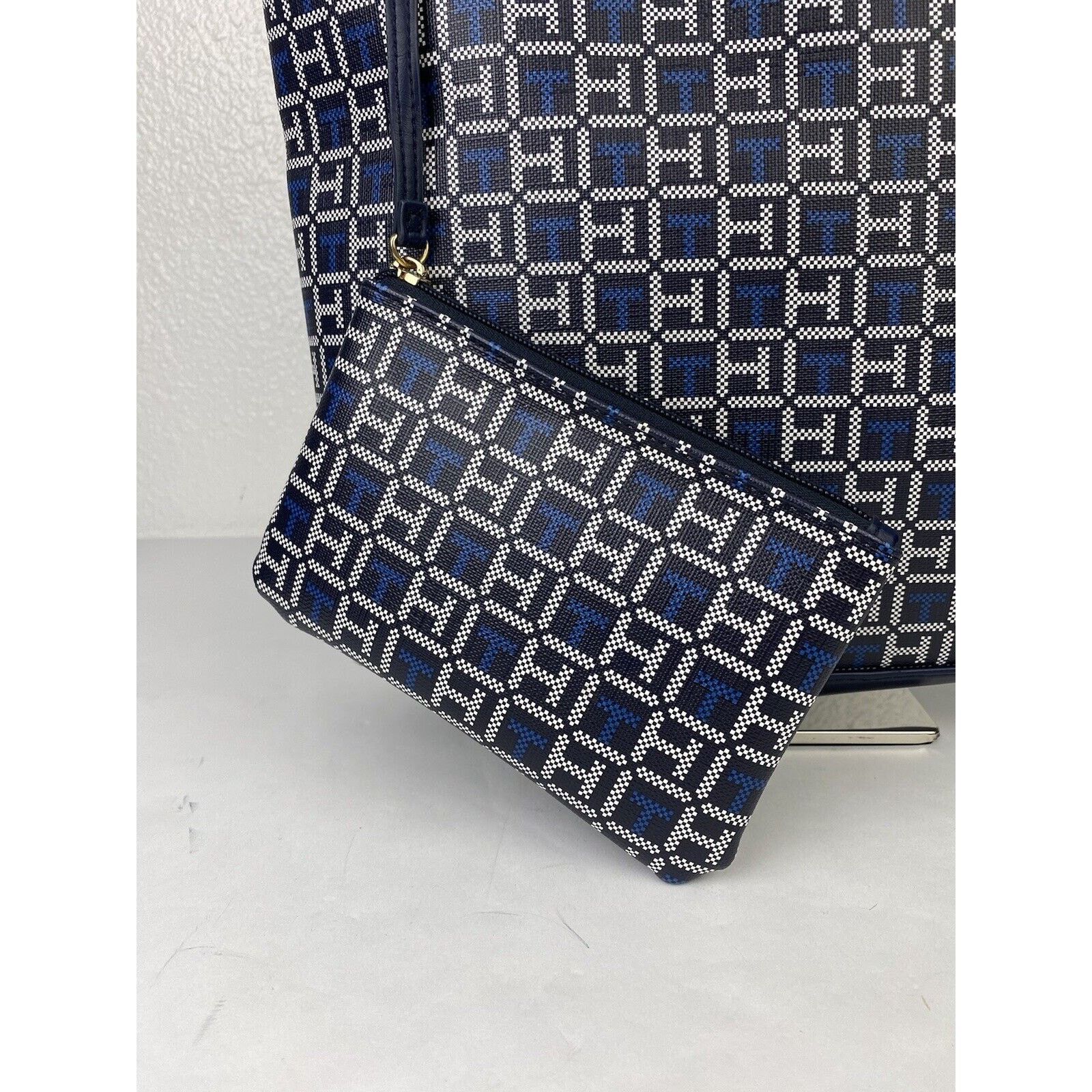 Tommy Hilfiger Tommy Hilfiger Blue Tote Logo Monogram Purse Shoulder Bag Size ONE SIZE - 3 Thumbnail