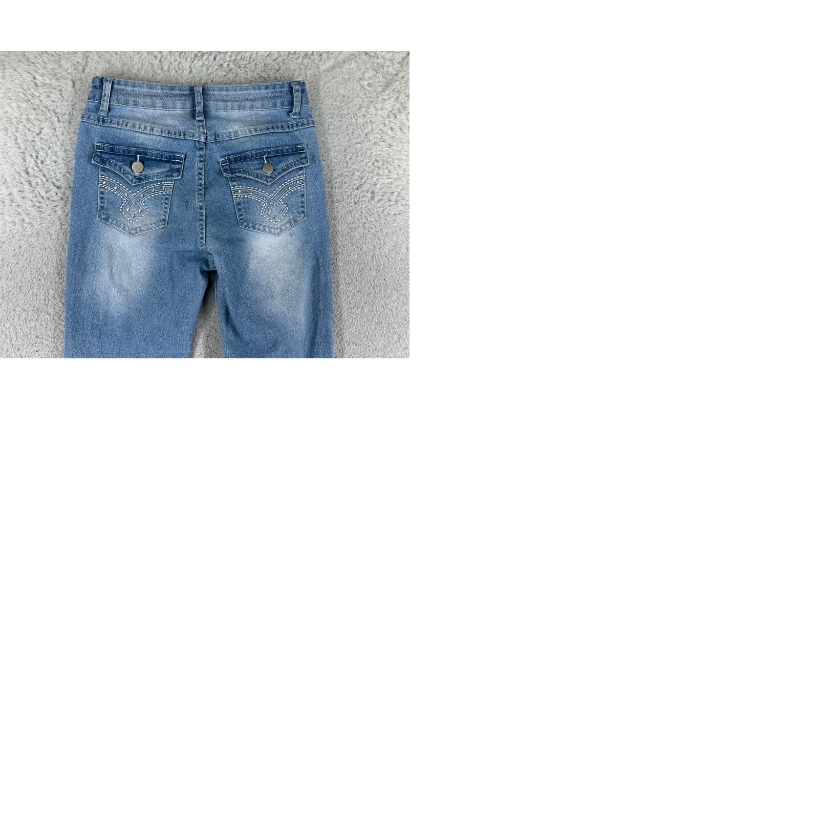 Shein Shein Jeans Womens 4 Blue Denim Flared Mid Rise Cotton Blend Stretch Size 27" / US 4 / IT 40 - 10 Thumbnail