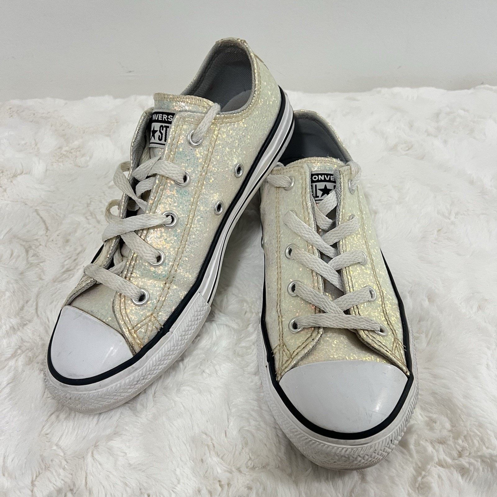 Converse Converse All Star Iridescent Sneaker Girl Sz 3 White Low Top Size US 4 / IT 34 - 1 Thumbnail