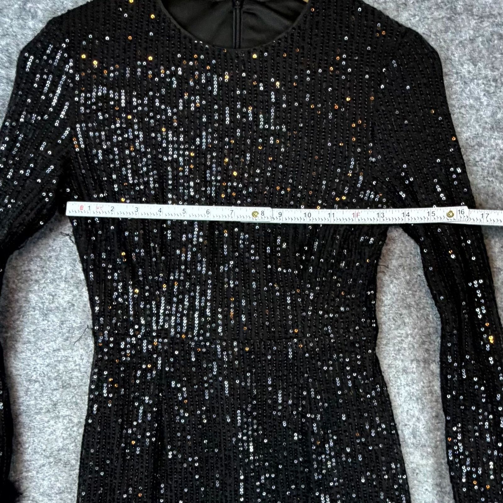 Shein Bling Mini Dress 2 Black Sequin Fur Cuff NYE Sparkle Diva Size XS / US 0-2 / IT 36-38 - 7 Thumbnail