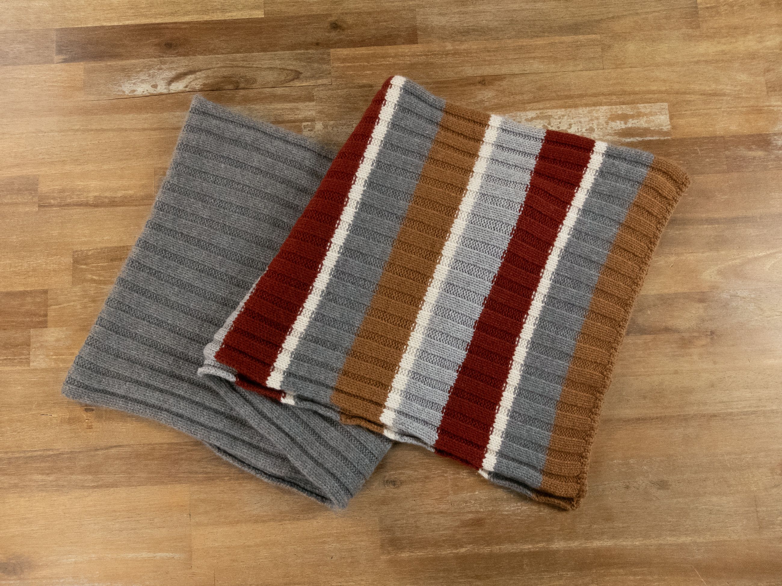 Loro Piana LORO PIANA Deer Valley gray red brown knit cashmere scarf Size ONE SIZE - 5 Thumbnail