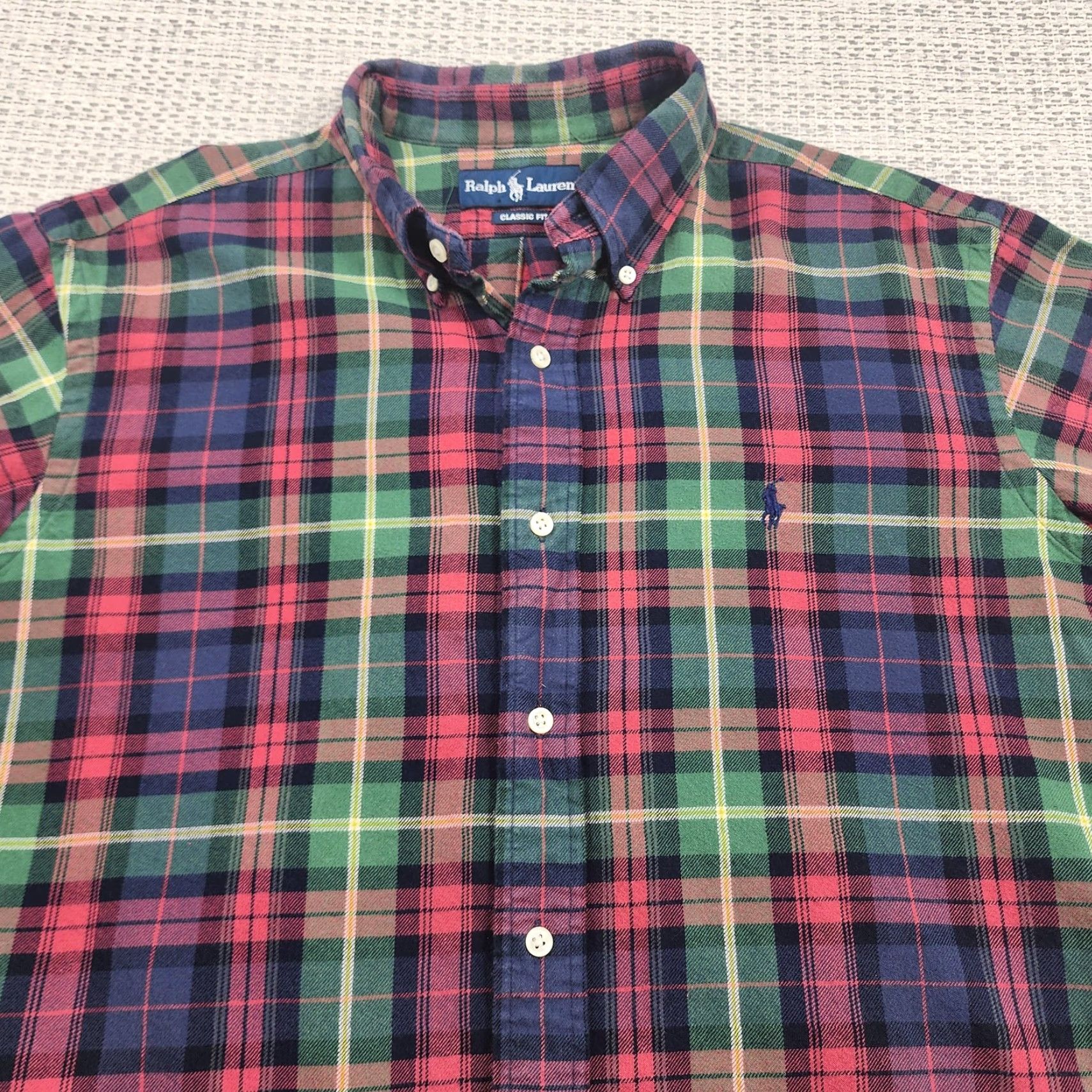 Ralph Lauren VINTAGE Ralph Lauren Shirt Mens Large Red Green Navy Plaid Button Down Classic Fit Logo Shirt Size US L / EU 52-54 / 3 - 4 Thumbnail