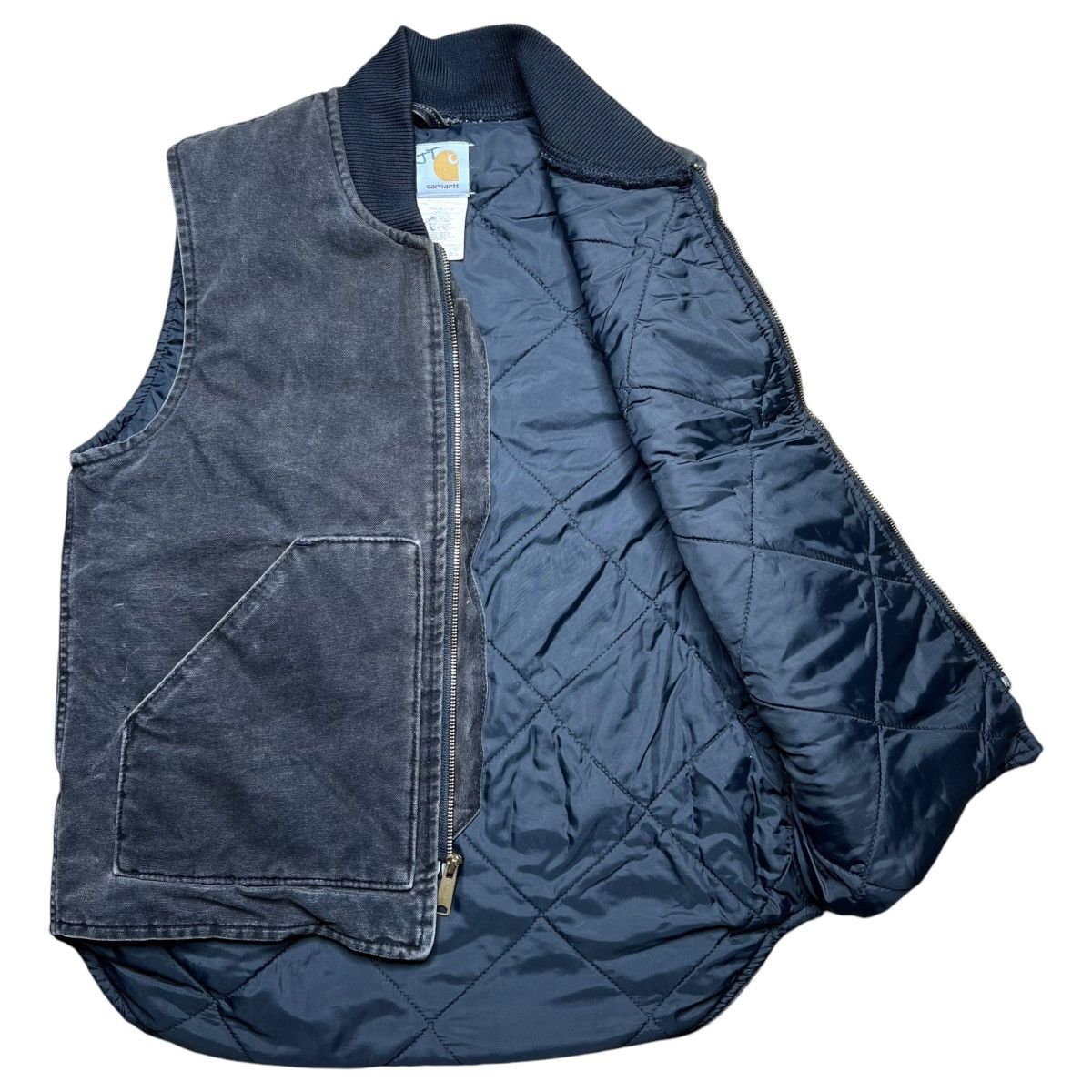 Carhartt × Streetwear × Vintage Vintage 1990s Carhartt Black Zip Up Quilt  Lined Canvas Vest | Grailed