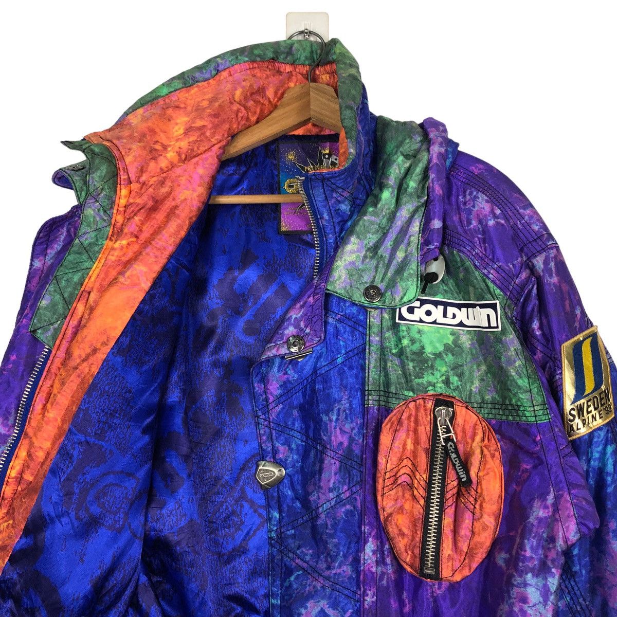 Japanese Brand Vintage Ski Jacket Goldwin Multi Colour Cargo Pocket Winter Size US S / EU 44-46 / 1 - 11 Thumbnail
