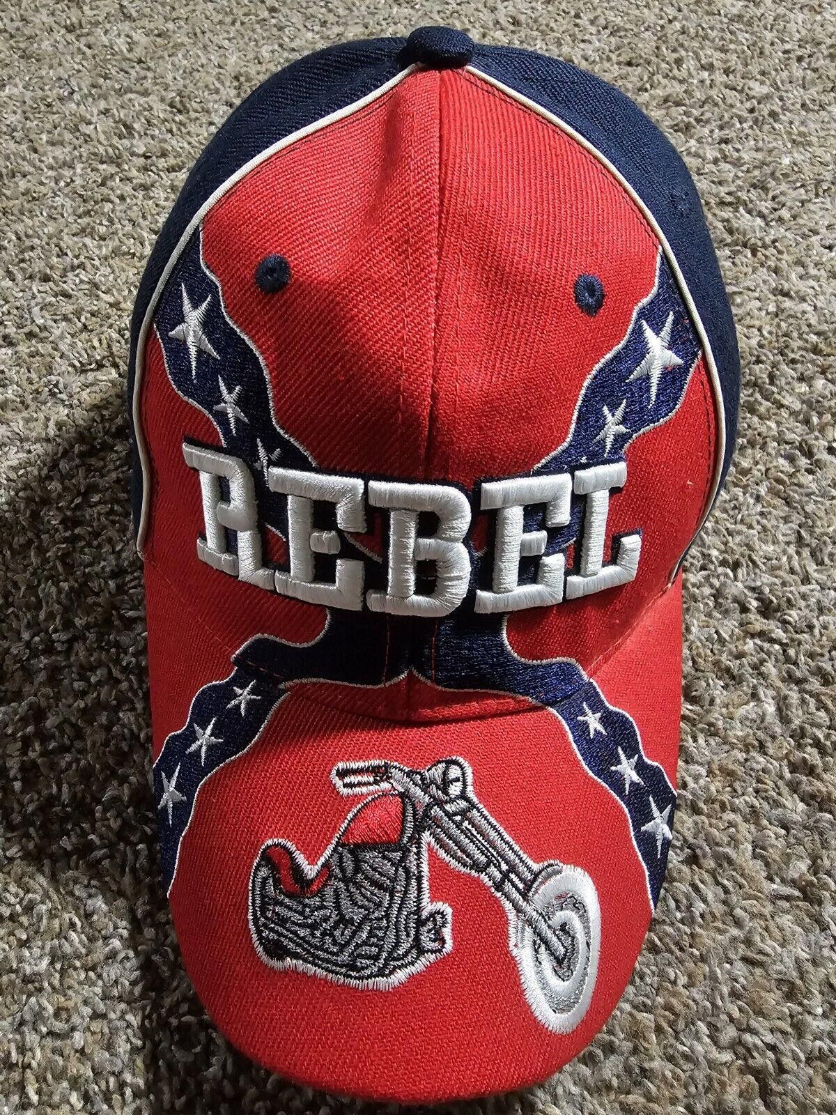 Designer Rebel Motorcycle Baseball Hat Adjustable Strap Embroidered Size ONE SIZE - 3 Thumbnail