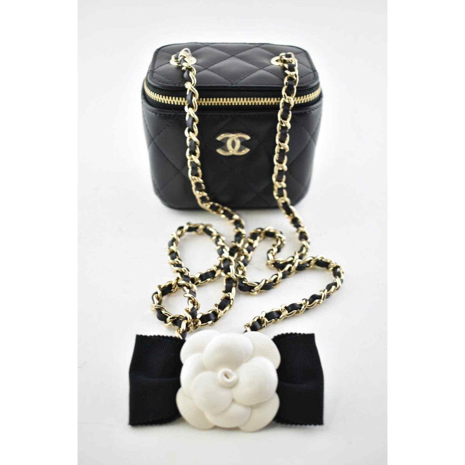 Chanel Chanel Mini Black Camellia Classic Gold Crossbody Bag Size ONE SIZE - 1 Thumbnail