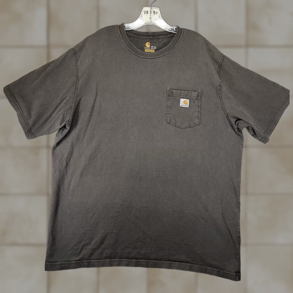Carhartt Carhartt K87 Crewneck T-Shirt 2XLT Tall Heavyweight Pocket Brown Mens Classic Grunge Size US XXL / EU 58 / 5 - 1 Thumbnail