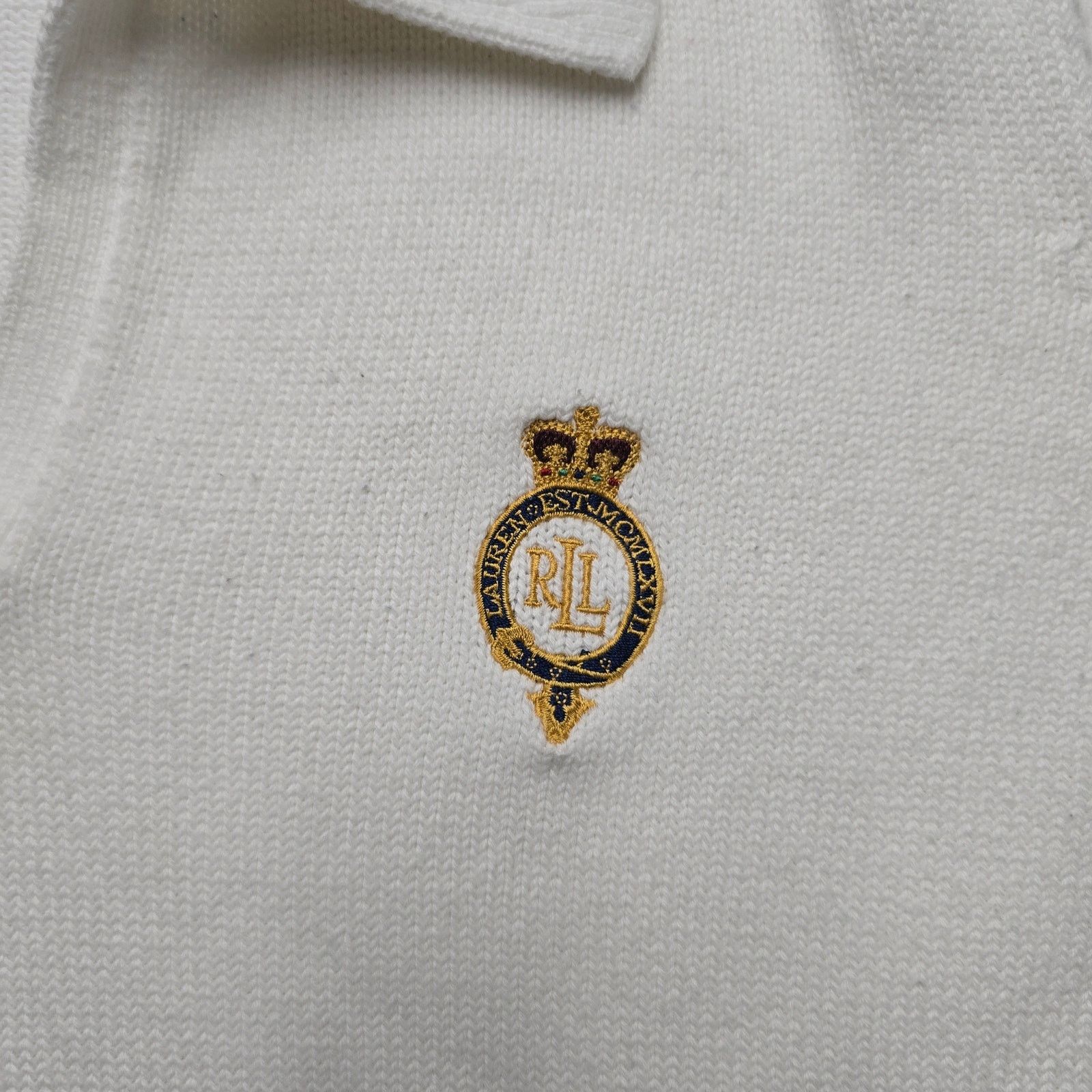 Lauren Ralph Lauren × Vintage Vintage Lauren Ralph Lauren White Logo Crest PL Sweater Size L / US 10 / IT 46 - 4 Thumbnail