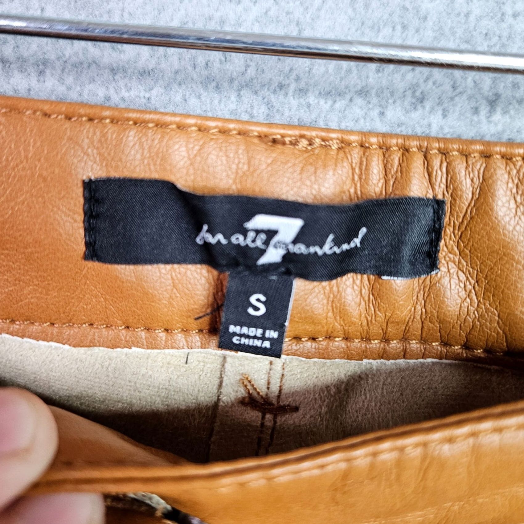 7 For All Mankind 7 For All Mankind Women's Faux Leather Caramel Straight Pants S Size 28" / US 6 / IT 42 - 3 Thumbnail