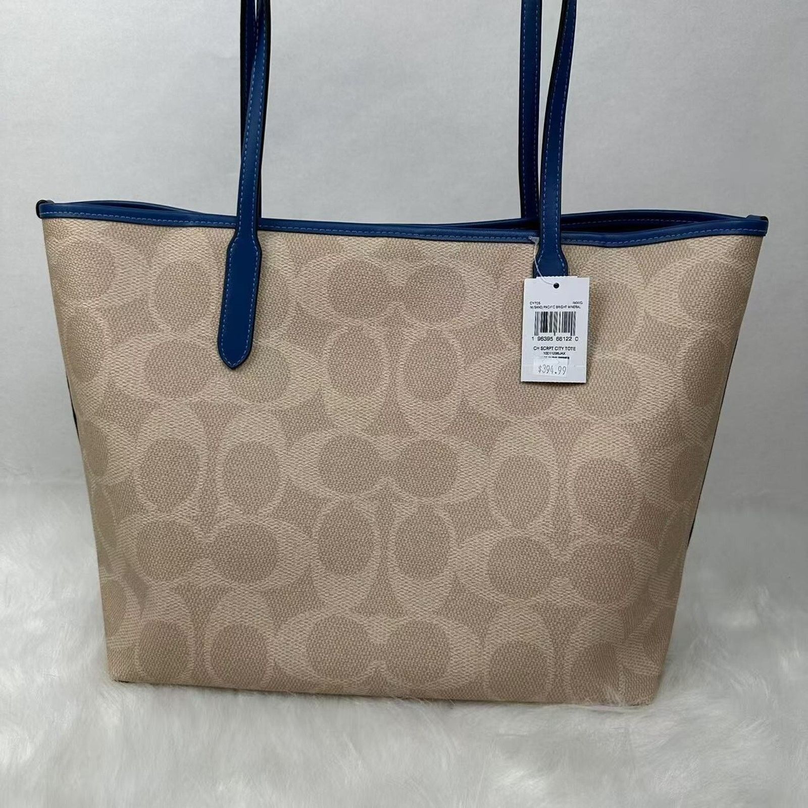 Coach Coach City Tote Sig Canvas W Coach Graphic Sand/Blue NWT Size ONE SIZE - 6 Thumbnail