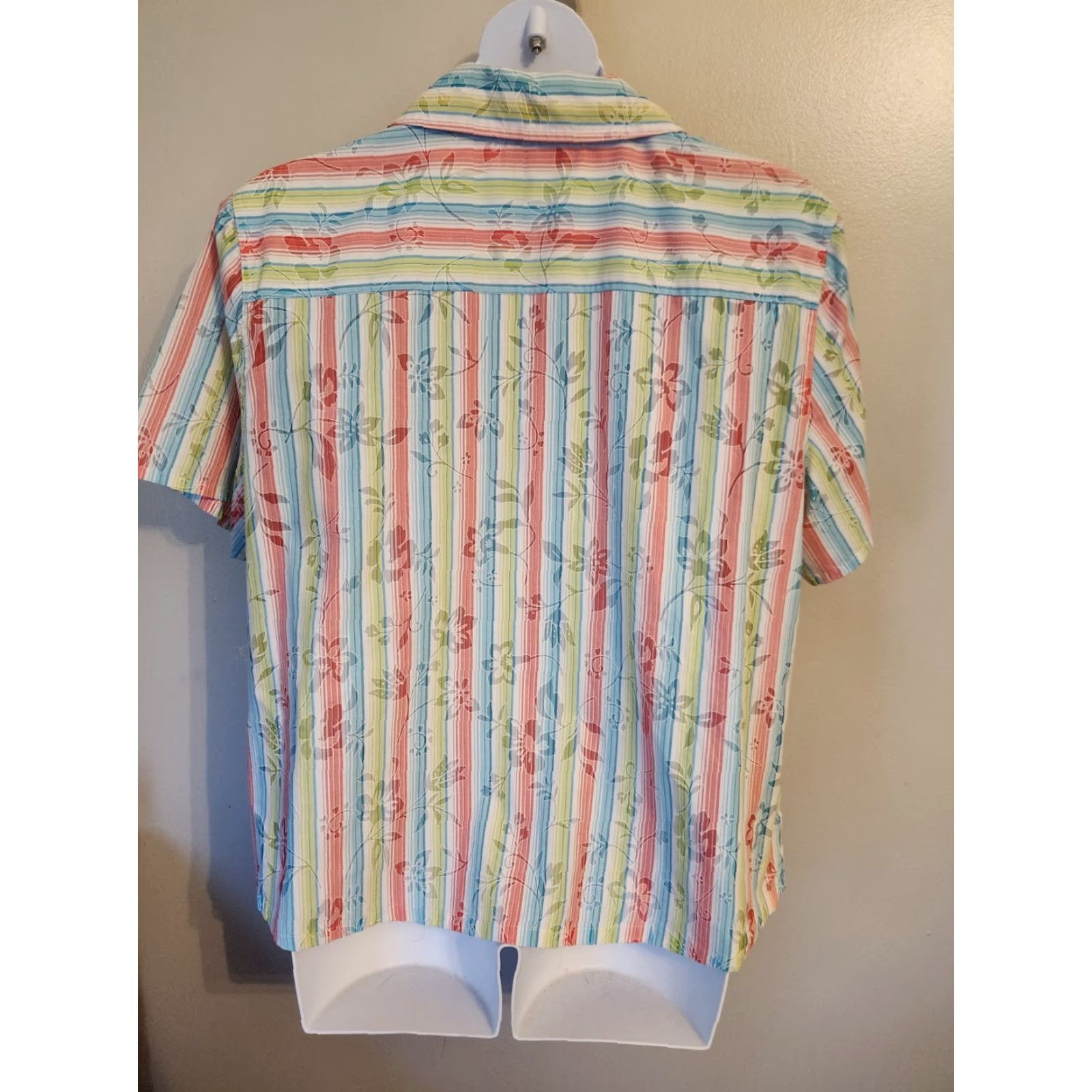 Vintage VINTAGE Alfred Dunner Woman Floral Red Green Blue Stripe Short Sleeve Camp Shirt 22W Size 3XL / US 20-22 - 7 Thumbnail