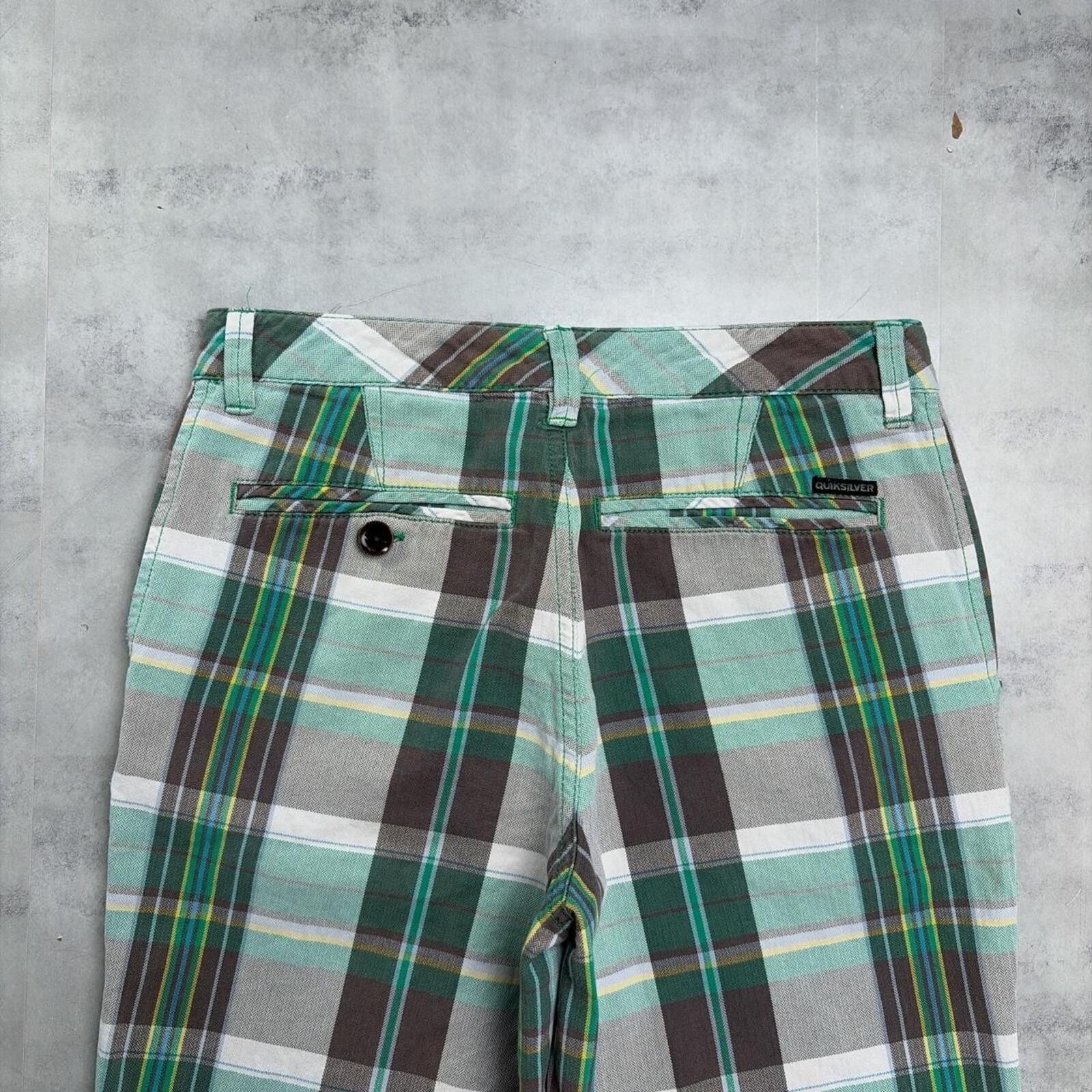 Quiksilver Y2K Green Quiksilver Surf Grunge Plaid Shorts Size 42" / US 20 - 3 Thumbnail