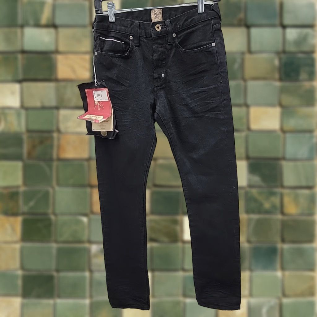 Prps PRPS Jeans Mens 28 Black Denim Inseam 34 90s Grunge Biker Raw Selvedge Straight Material Cotton Button Logo Solid Size US 28 / EU 44 - 1 Thumbnail