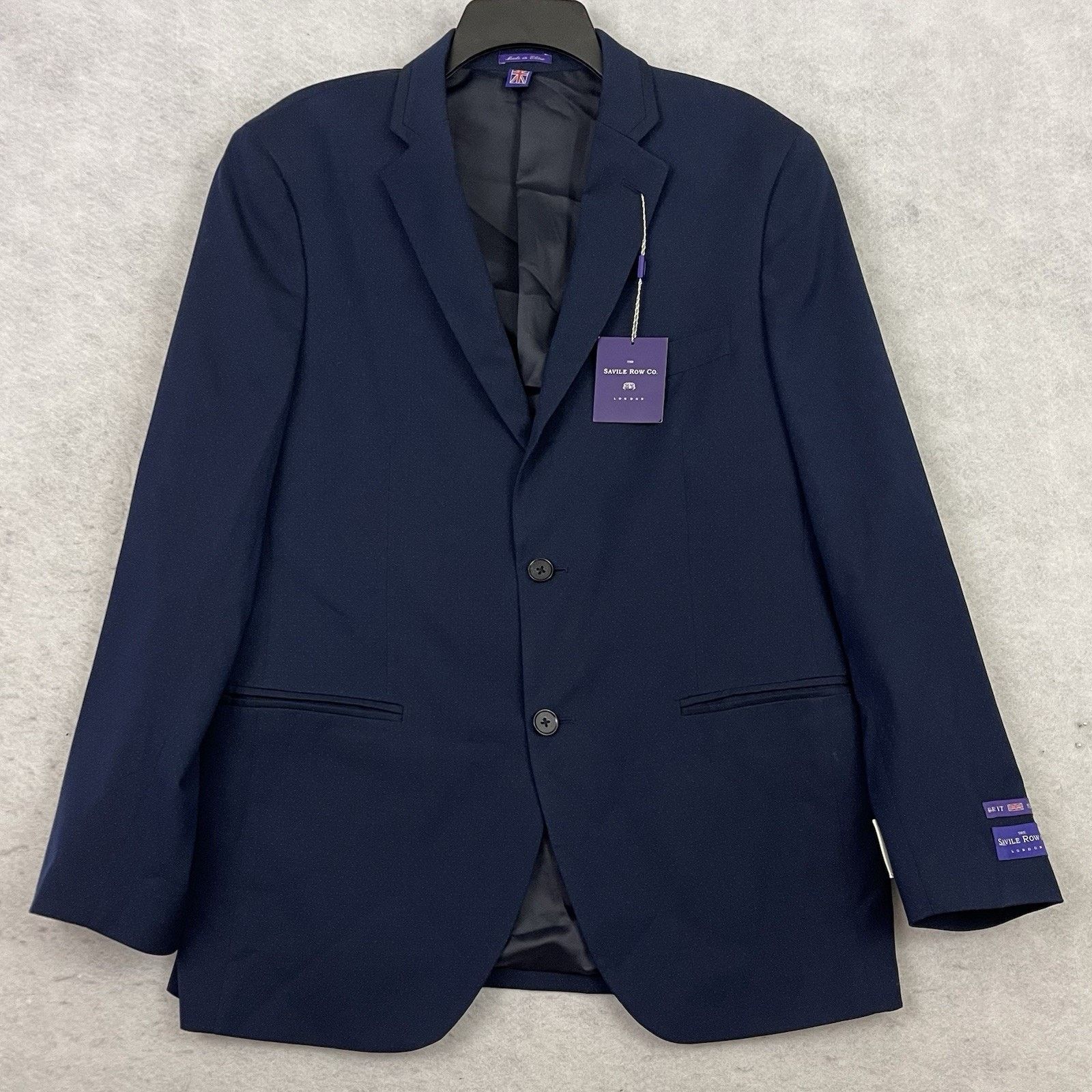 Savile Row Savile Row Co Blazer Mens 40R Blue Slim Fit Stretch 2 Button Size 40R - 9 Thumbnail