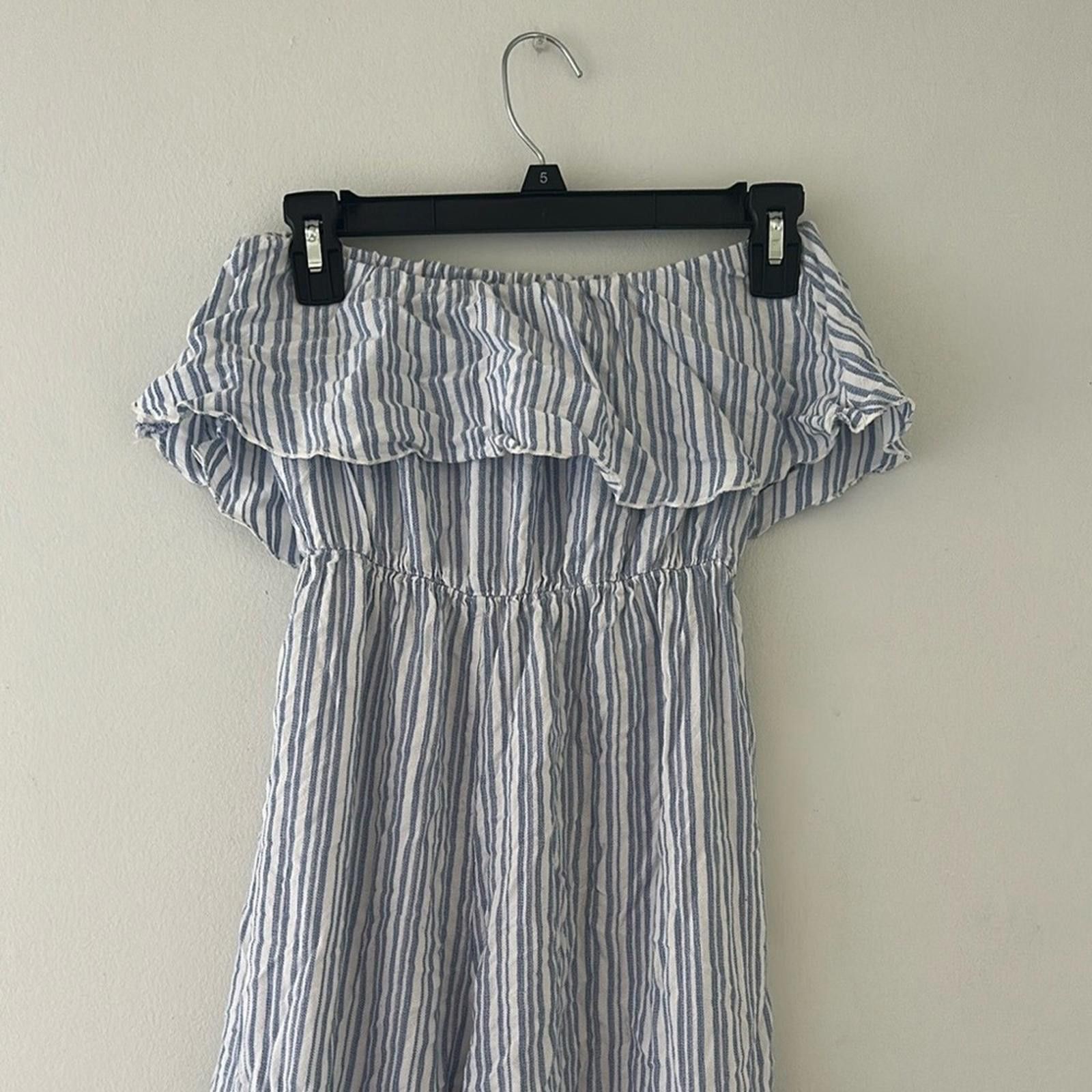 Designer Blue WideLeg Waist Cut Jumpsuit w Ruffled OffShoulder Design Size 32" / US 10 / IT 46 - 5 Thumbnail