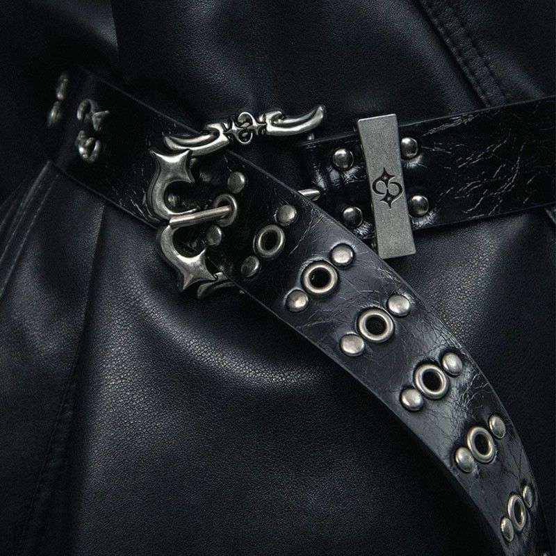 Japanese Brand Black Punk Gothic Belt Rivet Size ONE SIZE - 3 Thumbnail