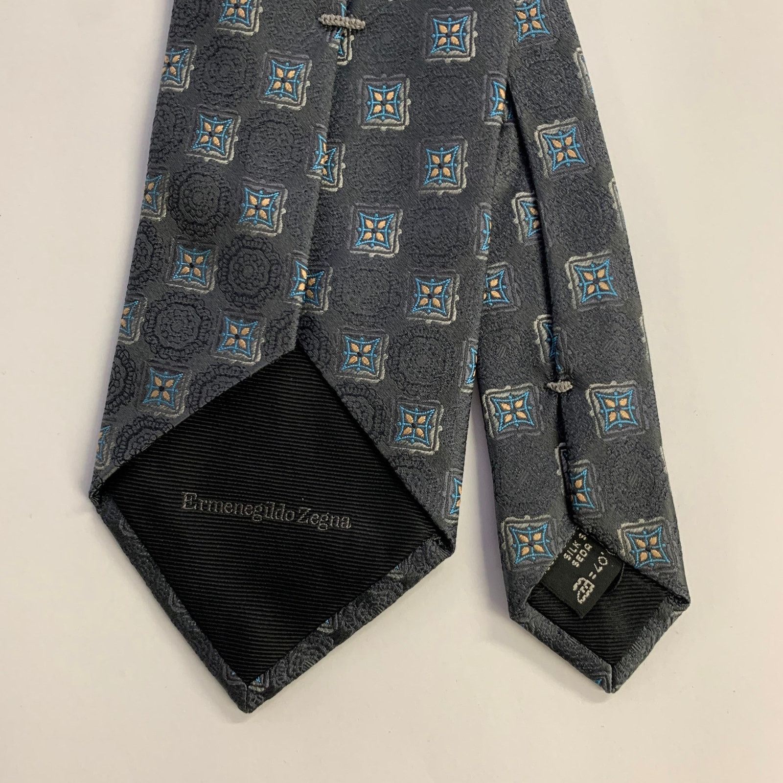 Ermenegildo Zegna ERMENEGILDO ZEGNA One Size Grey Blue Silk Tie Size ONE SIZE - 2 Thumbnail