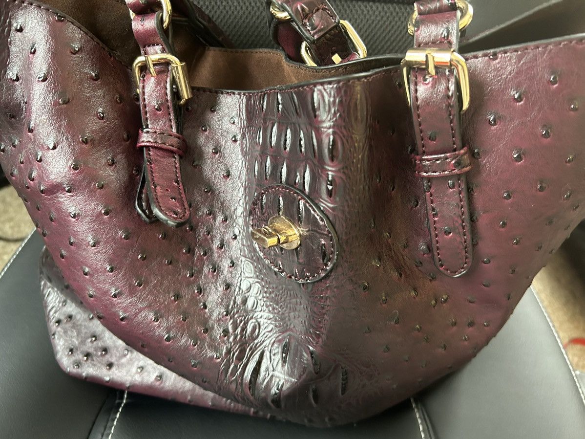 image of Vintage Alligator Skin Burgundy Purse + Handbag, Women's