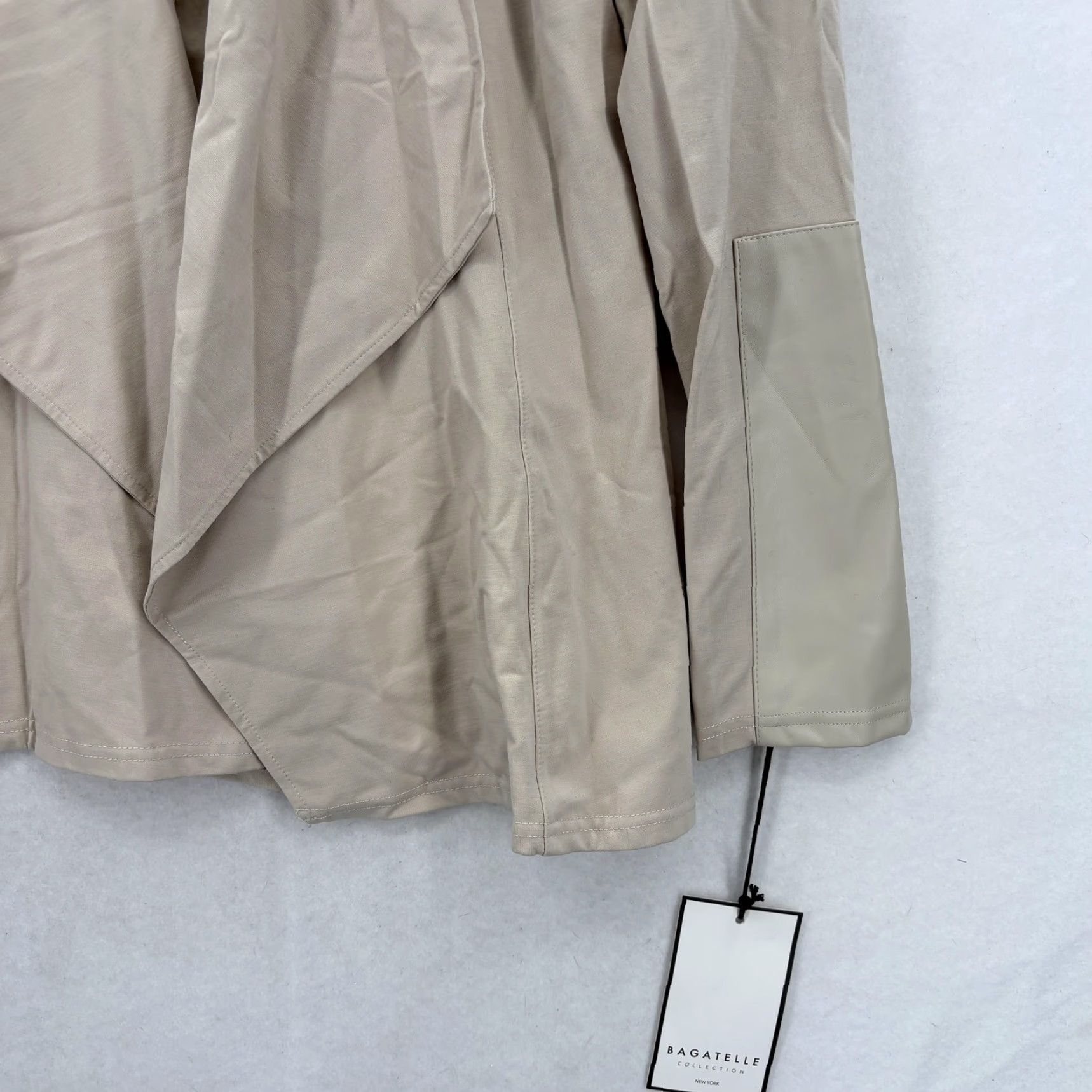 Vintage VINTAGE Bagatelle Collection Jacket Womens Medium Beige Open Front Draped Unlined NWT Size M / US 6-8 / IT 42-44 - 3 Thumbnail