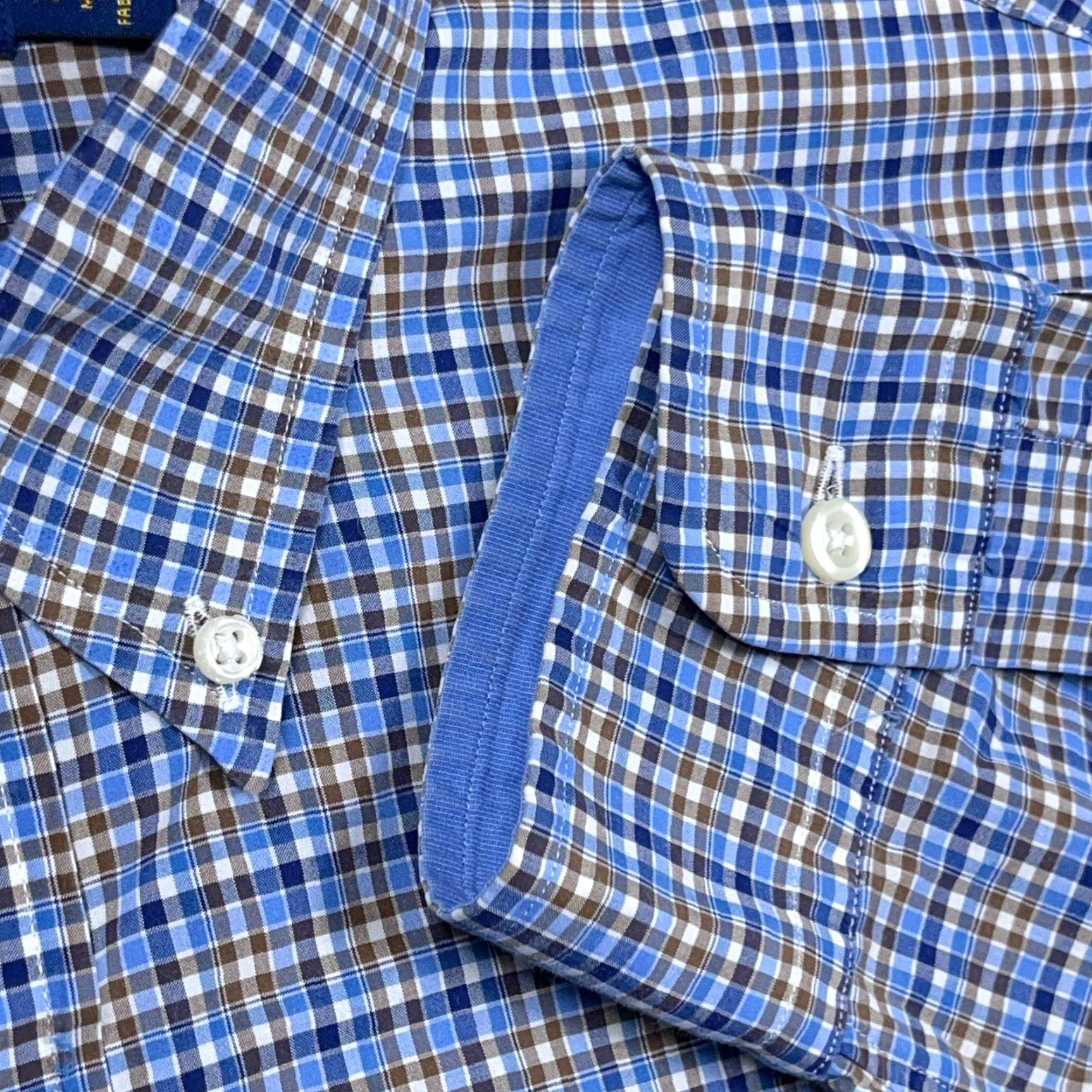 Polo Ralph Lauren Polo Ralph Lauren Shirt Men 2XL Blue Plaid Button-Front Stretch Cotton Casual Dress Shirt Size 48R - 4 Thumbnail