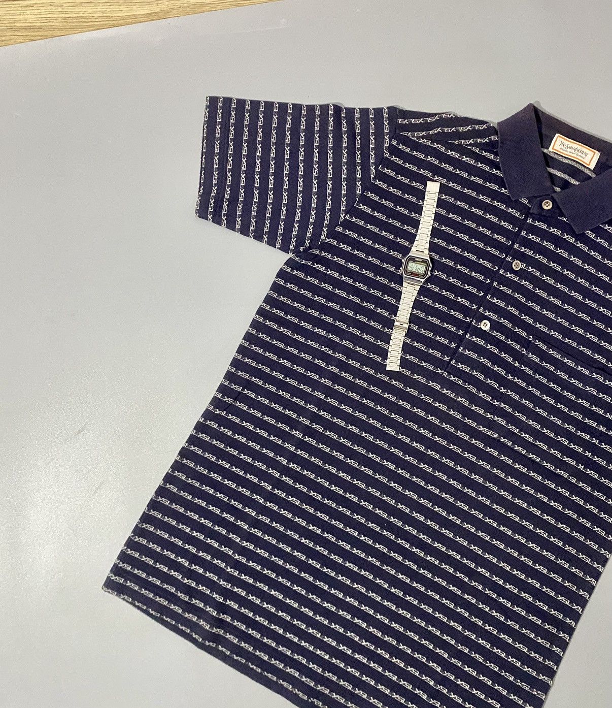 Vintage × Yves Saint Laurent 💥Monogram💥Yves Saint Laurent Polos Size US L / EU 52-54 / 3 - 2 Thumbnail