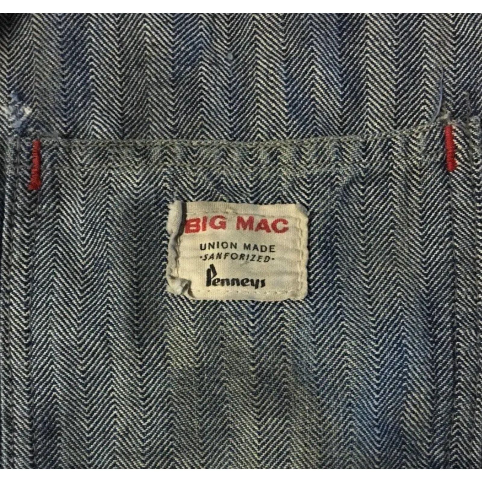 JCPenney VINTAGE Union Made JC Penney Big Mac Coveralls 42R Sleeveless Herringbone 50s 60s USA Mens Size US 42 / EU 58 - 2 Thumbnail