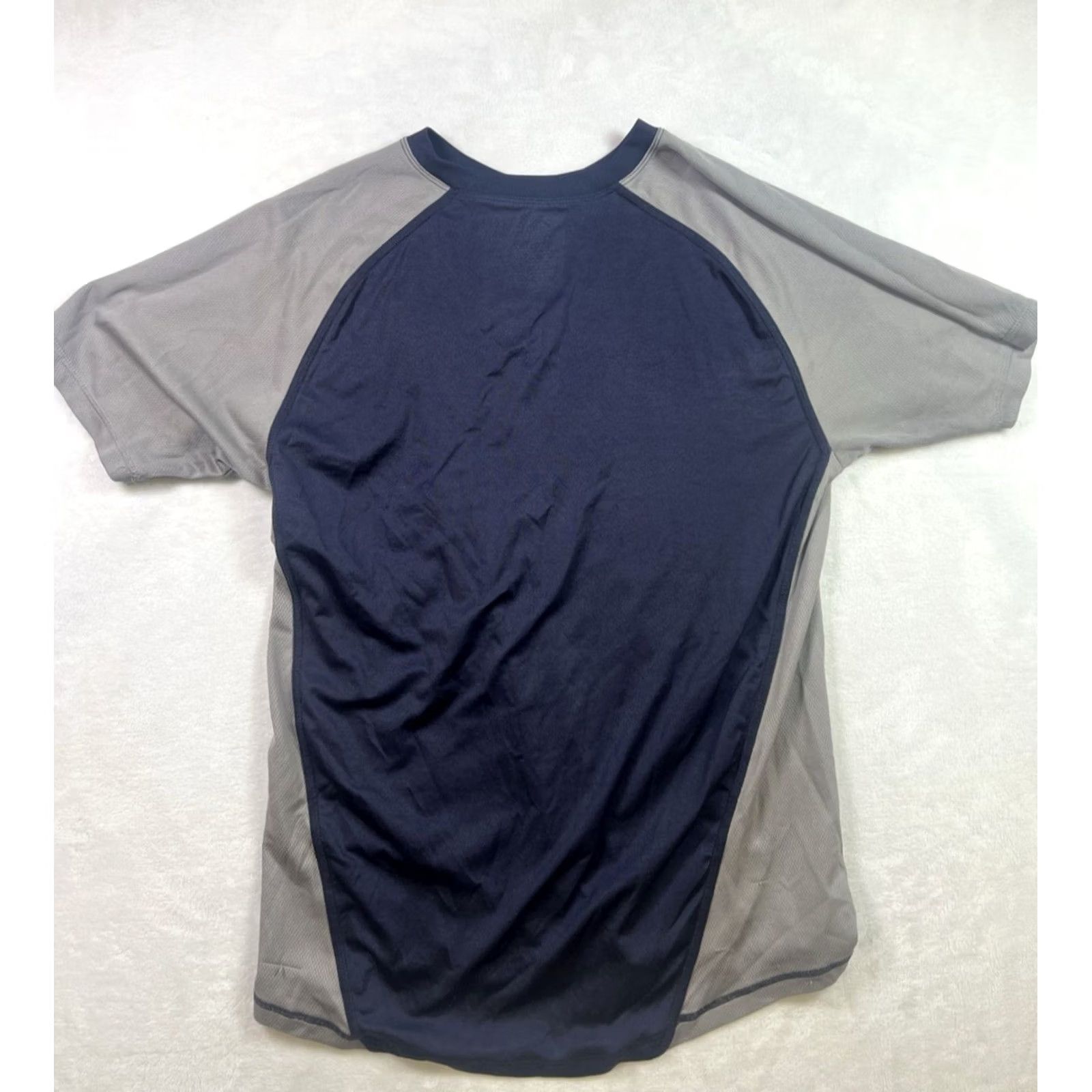 Vintage Roundy Apparel Shirt Short Men's M Navy Blue/Gray Logo Dri-Power Crew Neck Cotton? Polyester Knit T-Shirt Beige? Size US M / EU 48-50 / 2 - 6 Thumbnail