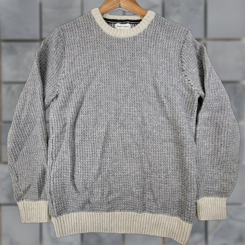 Vintage Bridge And Burn Sweater Men Large Gray Tennis Cable Knit Crew Neck Pullover Size US L / EU 52-54 / 3 - 1 Thumbnail