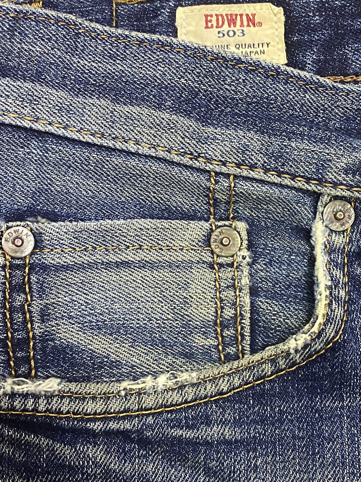 Japanese Brand Vintage Edwin503 Limited Blue Wash Distressed Loose Jeans Size US 31 - 11 Thumbnail