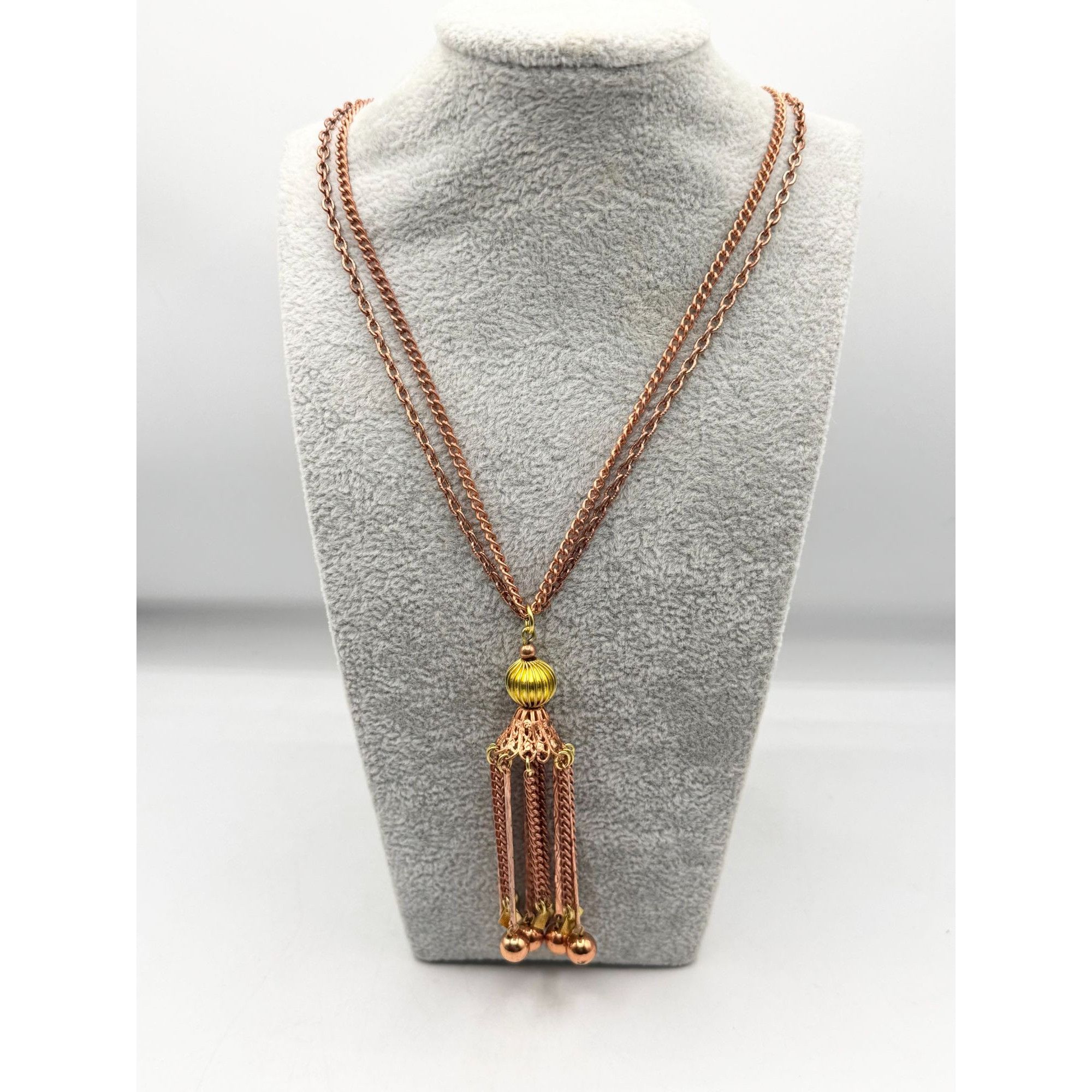 Vintage Two tone gold chain tassel pendant necklace Size ONE SIZE - 4 Thumbnail