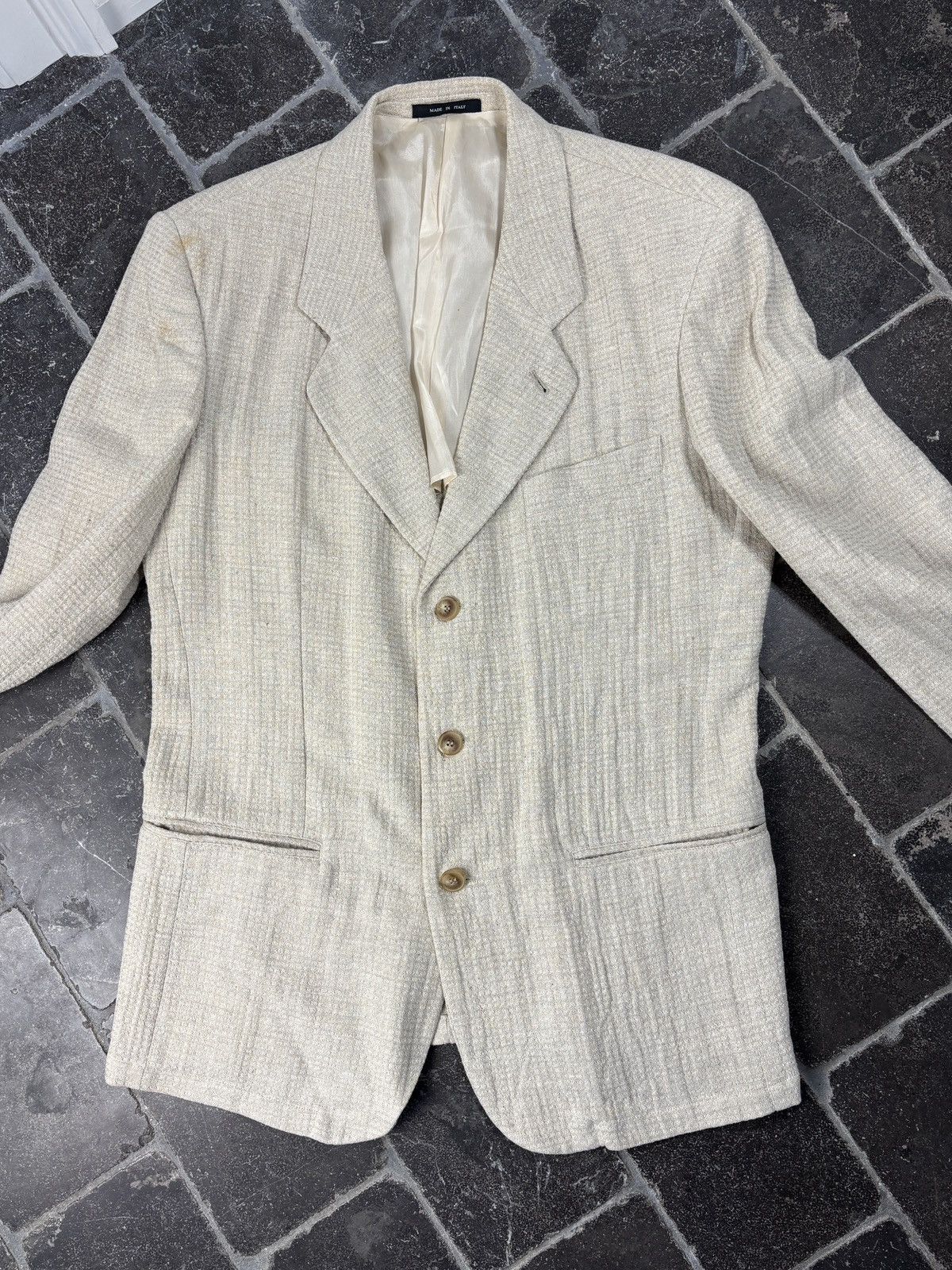 Emporio Armani S/S 1994 Emporio Armani Jacket 90s Vintage Linen Blazer Puck Size 48R - 4 Thumbnail