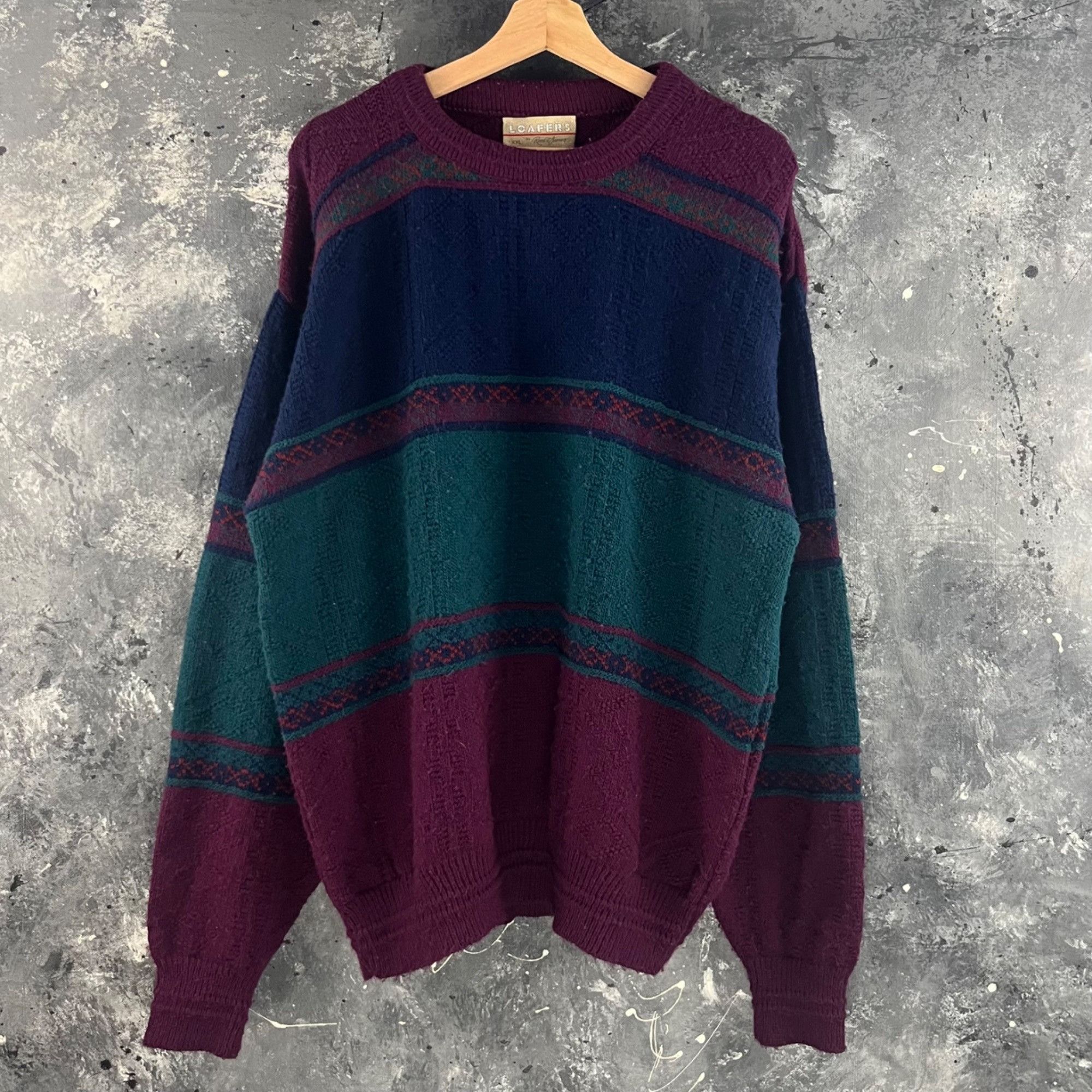 Vintage Vintage 90’s Loafers stripe sweater Size US XL / EU 56 / 4 - 1 Thumbnail