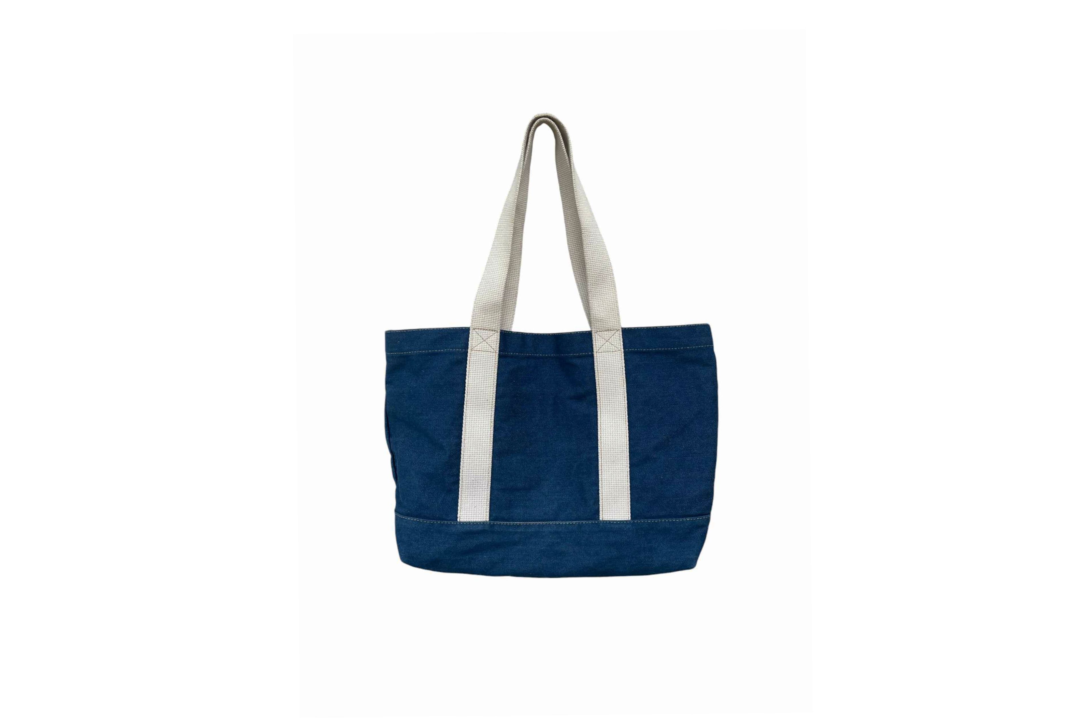 Japanese Brand Mt. Rainier Blue denim Large size tote bag // shoulder bag Size ONE SIZE - 1 Thumbnail