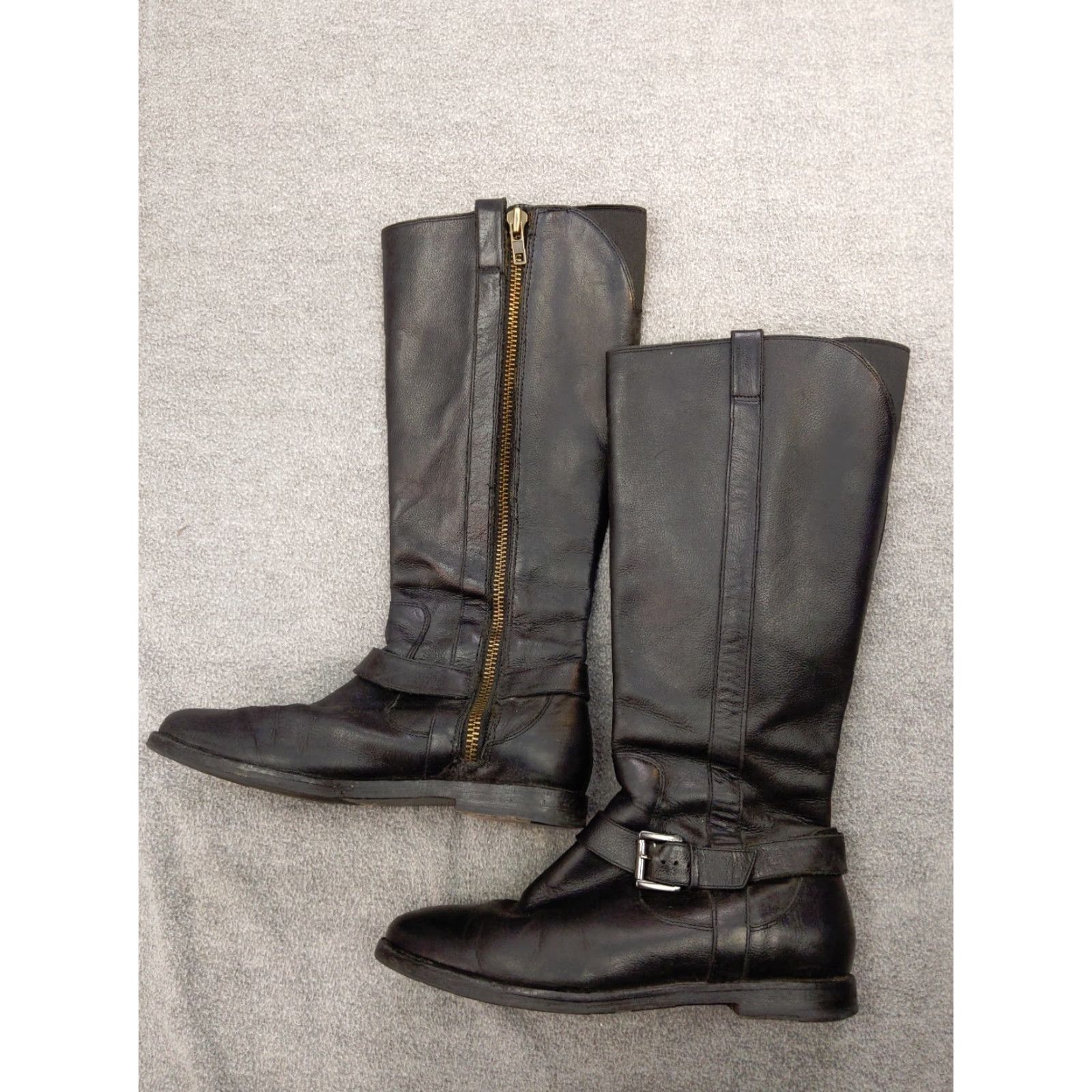 Cole Haan Cole Haan Air Womens 6.5 B Black Leather Full Zip Boots Calf High Buckle Biker Riding Boot Shoes Ladies Shoes Womens Shoes Mens? Size US 7 / IT 37 - 2 Thumbnail