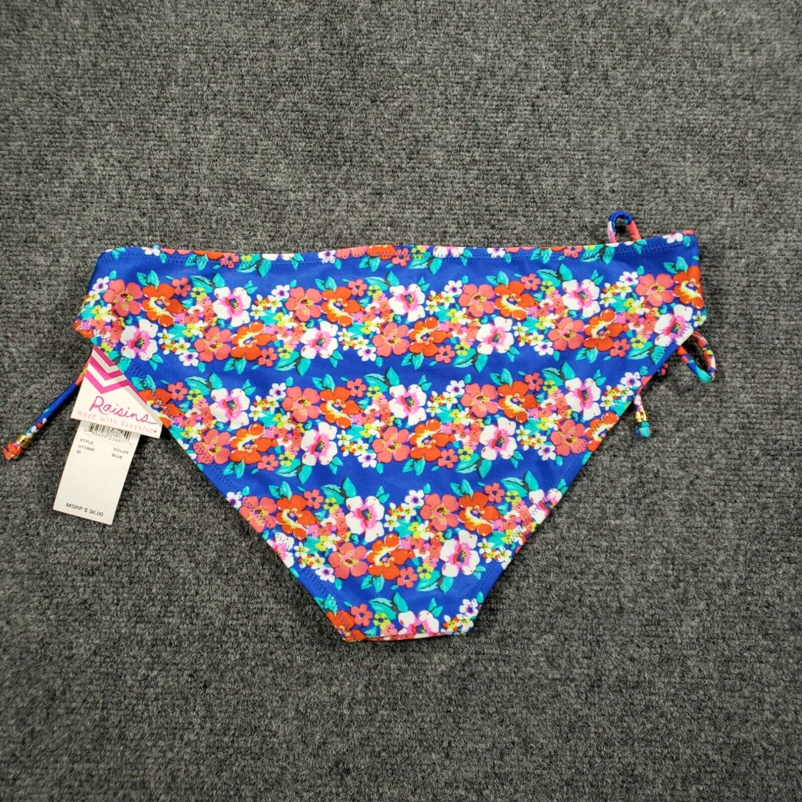 Vintage Raisins Bikini Bottom Womens XL Blue Sweet Pea Floral Side Tie ...