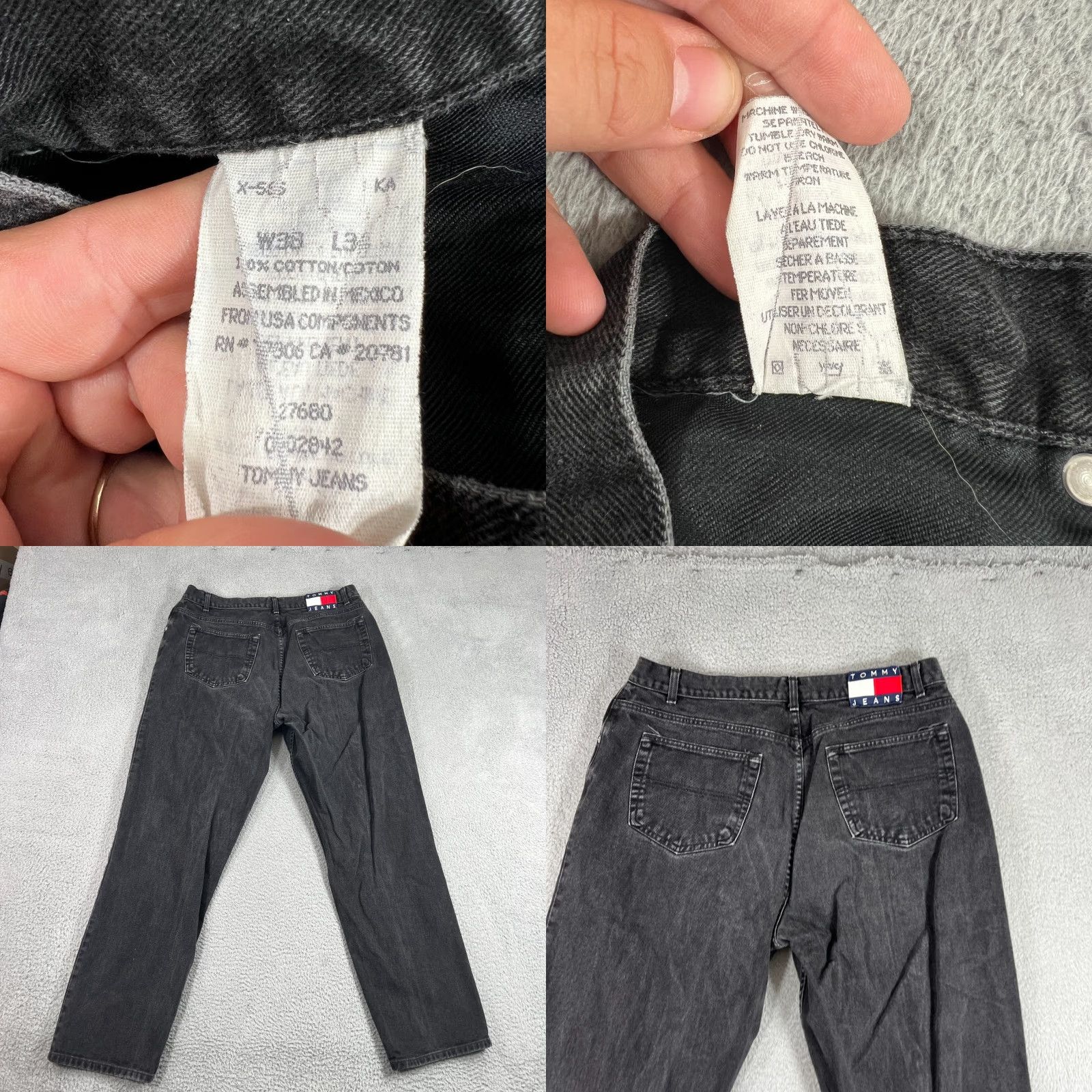 Tommy Hilfiger VINTAGE Tommy Hilfiger Tommy Jeans Men's Jeans 38x34 Black Mid Rise Straight Flag Logo Denim Size US 38 / EU 54 - 8 Thumbnail