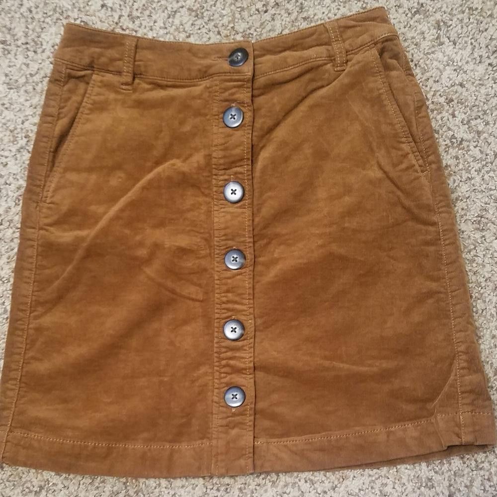 Designer Cabi Brown Button-Front Corduroy Skirt Size 4 Size 27" / US 4 / IT 40 - 1 Thumbnail