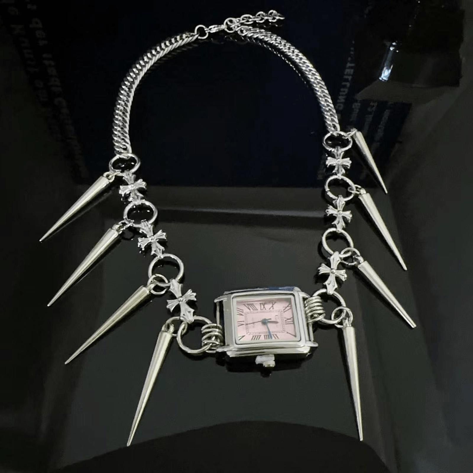 Jewelry Watch Decor Spike Choker Necklace Size ONE SIZE - 2 Thumbnail