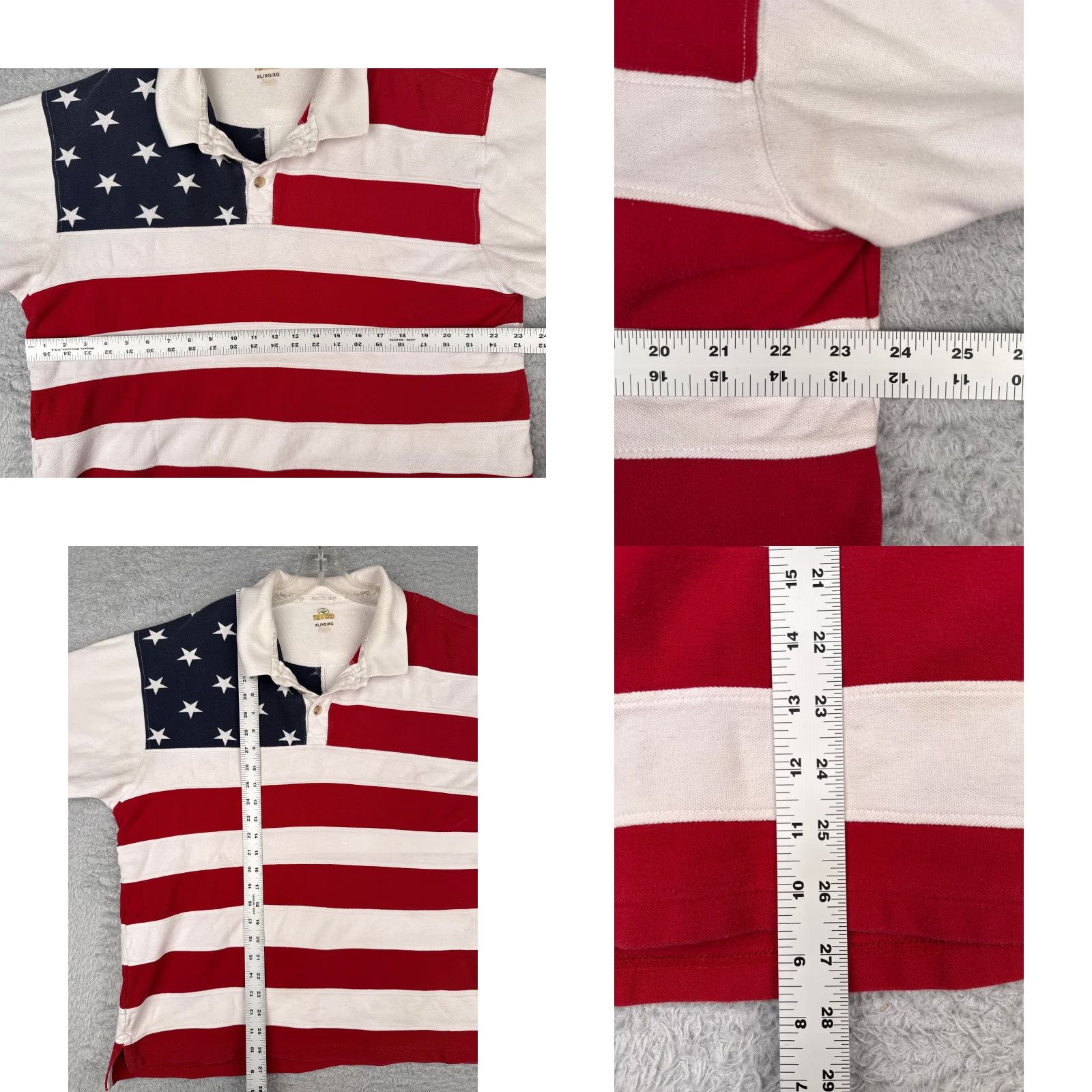 Vintage RedHead Shirt Polo Men XL 100% Cotton White Red White Blue Stripe Button Collar Short Sleeve 44 Chest Regular Fit American Flag Vintage: No Size US XL / EU 56 / 4 - 8 Thumbnail